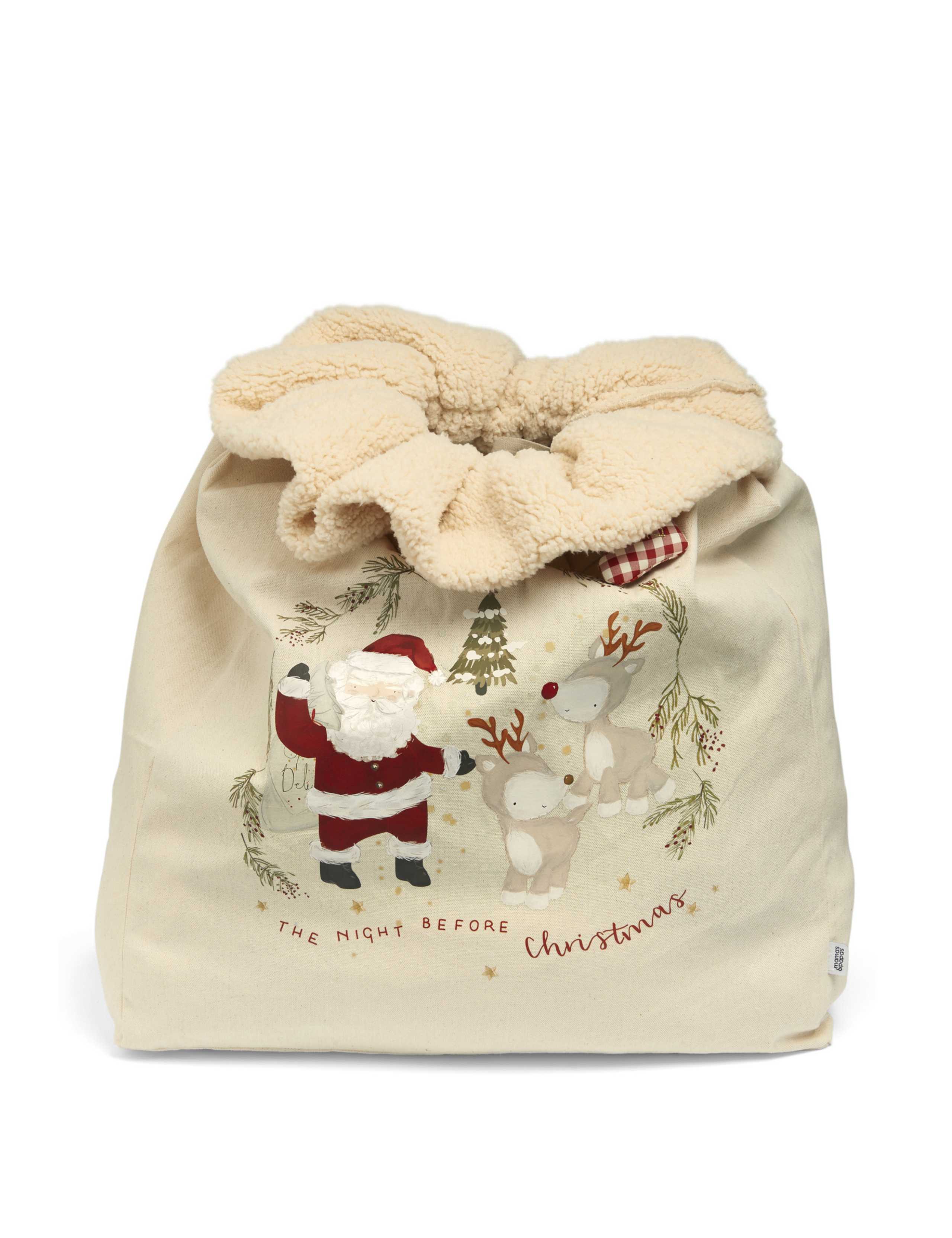 Large Calico Santa Christmas 2024 Sack 2 of 4