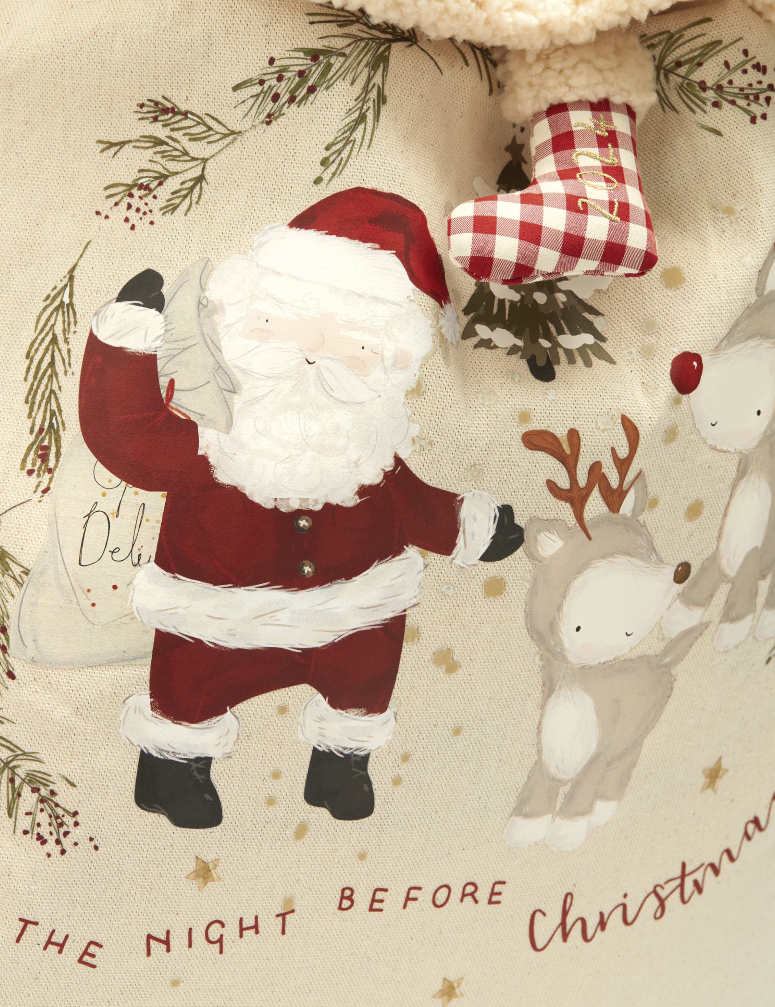 Large Calico Santa Christmas 2024 Sack 3 of 4