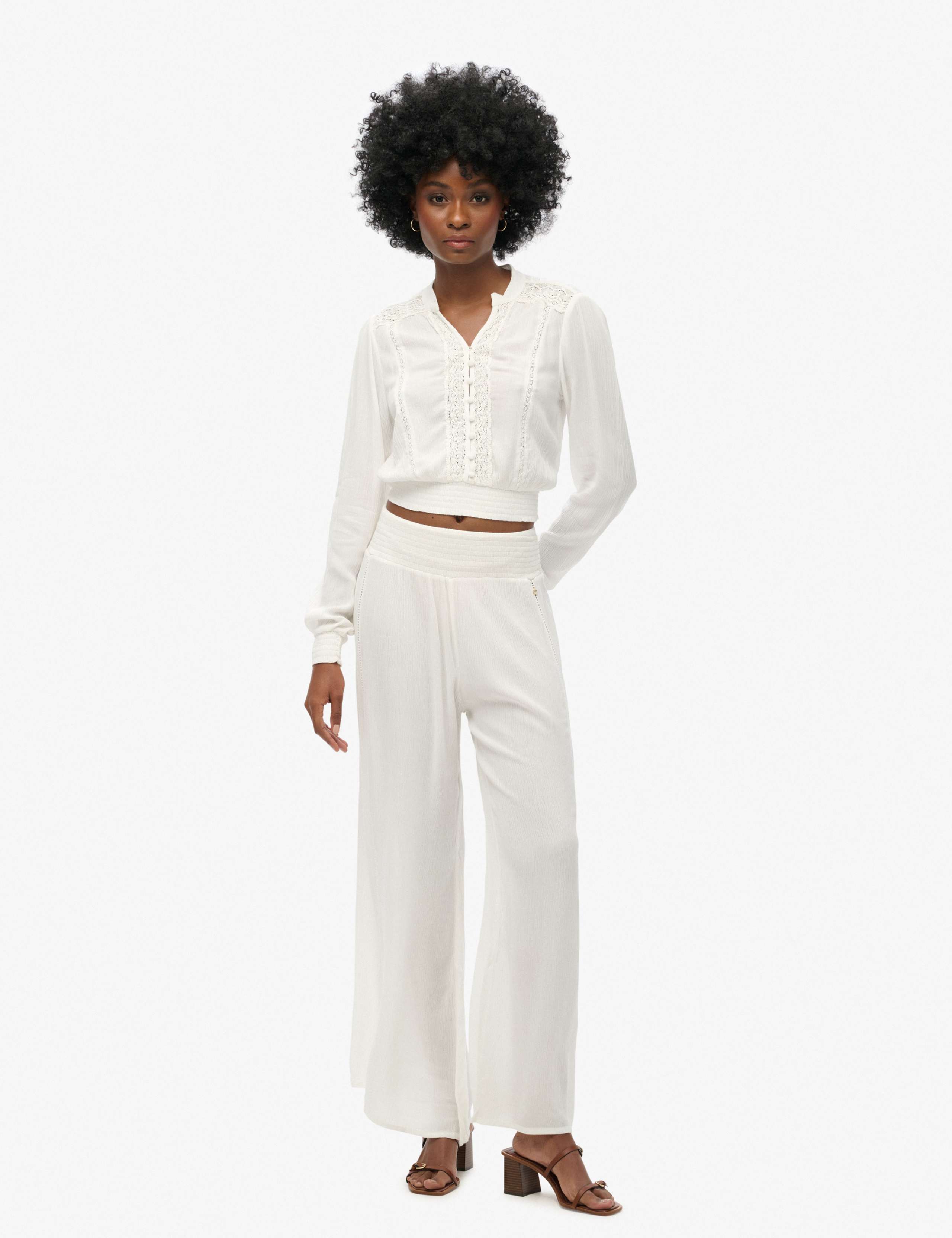 Lace Trim V-Neck Button Through Blouse 4 of 7