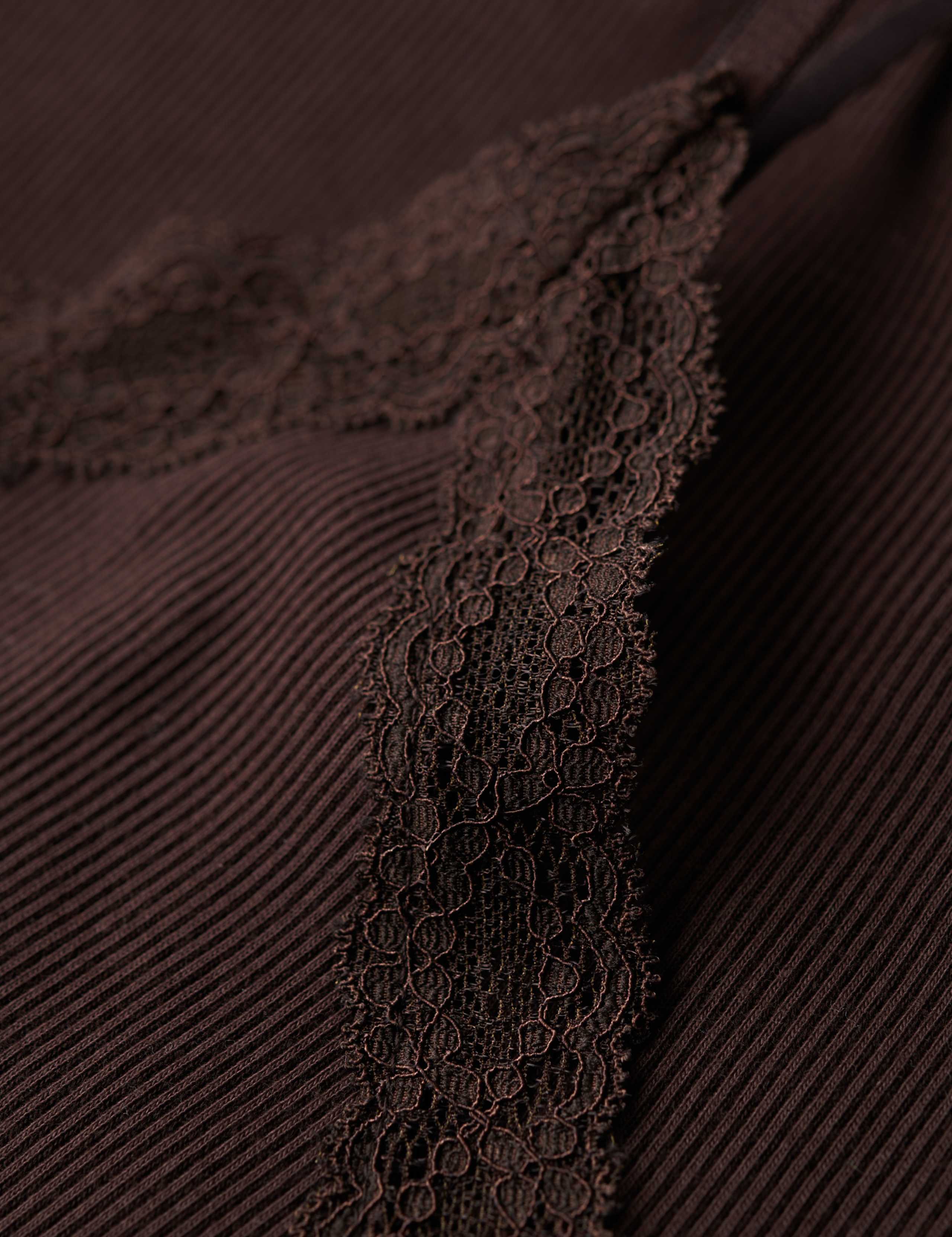 Pure Cotton Ribbed V-Neck Lace Trim Cami Top 5 of 6