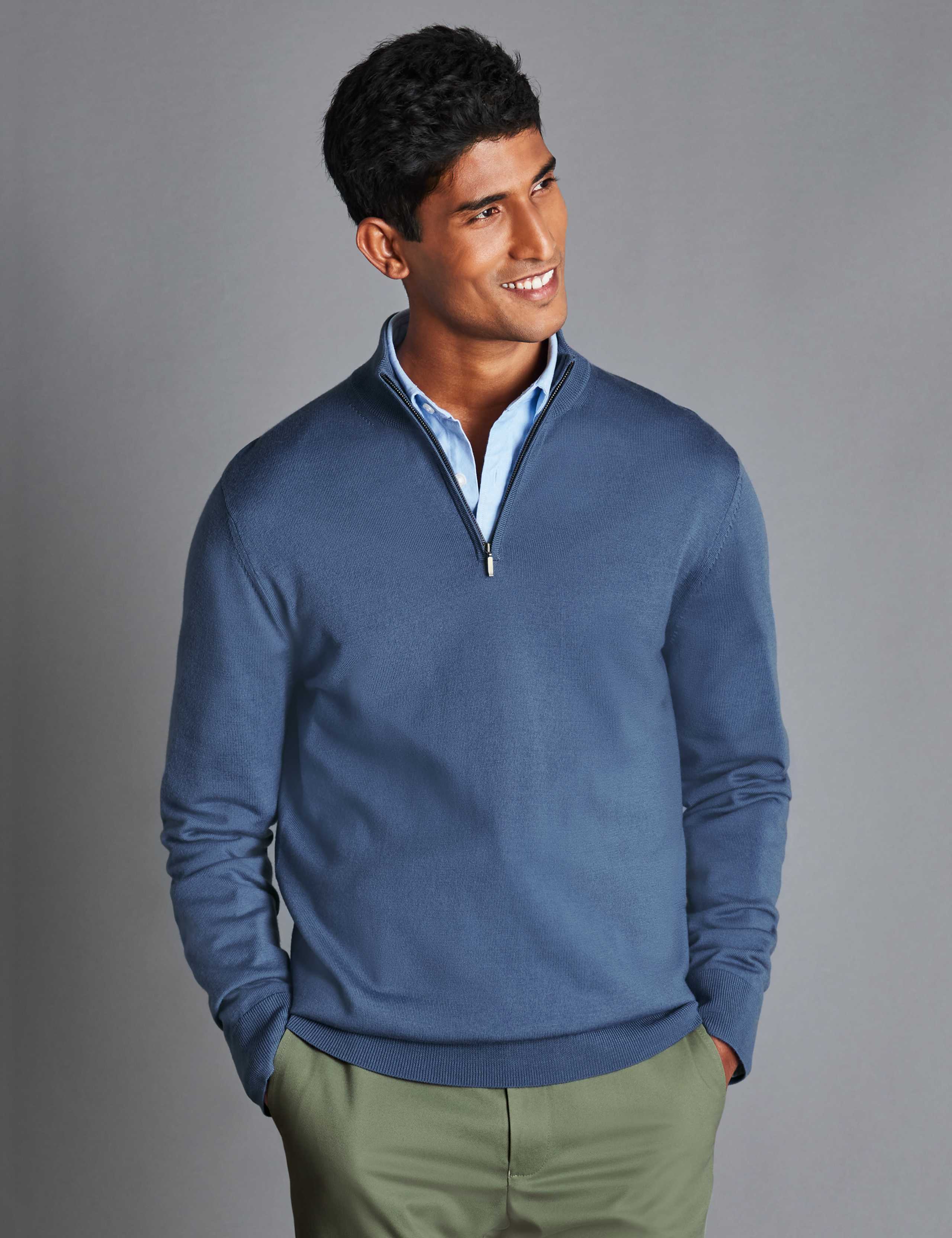 Pure Merino Wool Half Zip Jumper 1 of 3