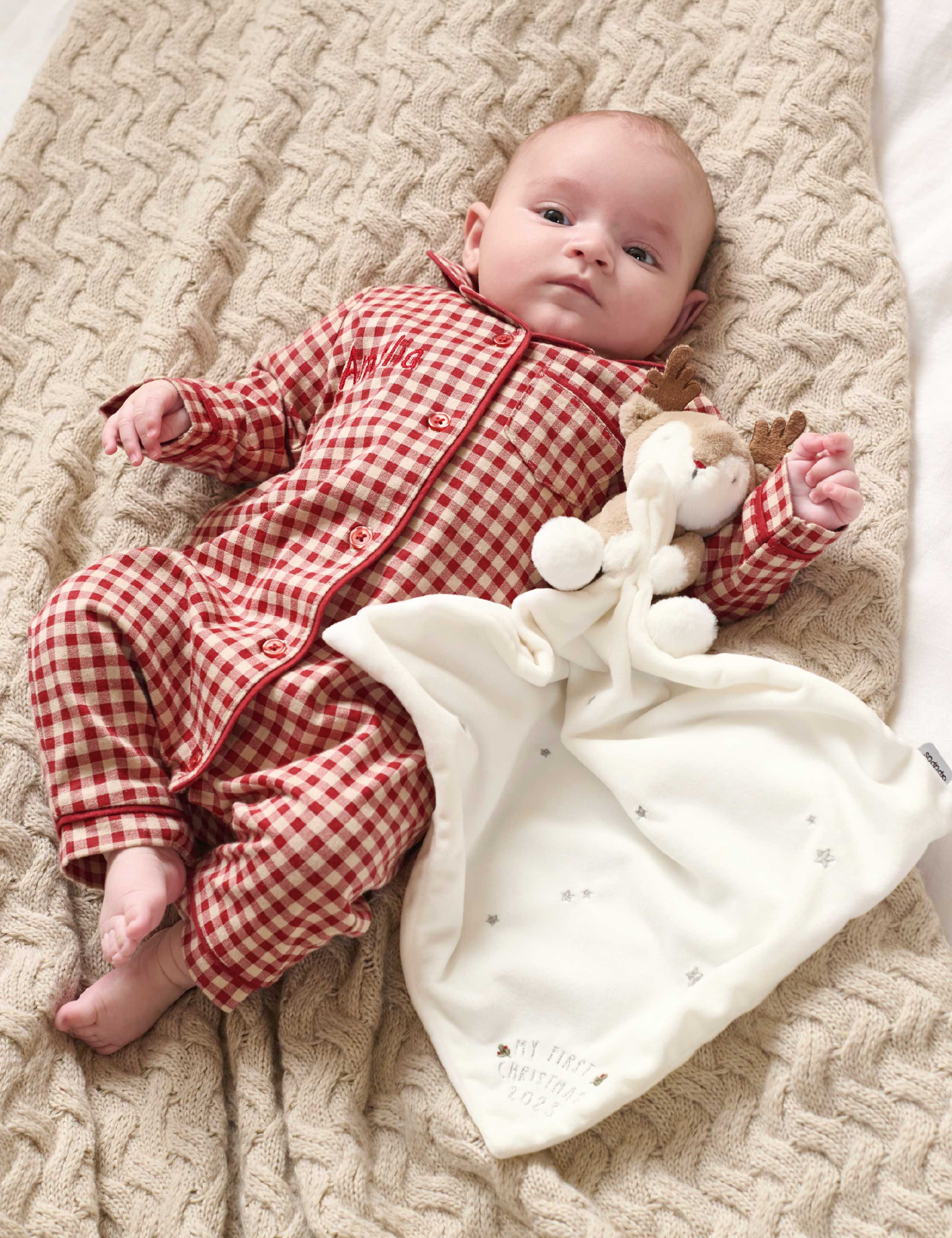 Jersey Check Christmas Pyjamas Romper (0-9 Mths) 3 of 4