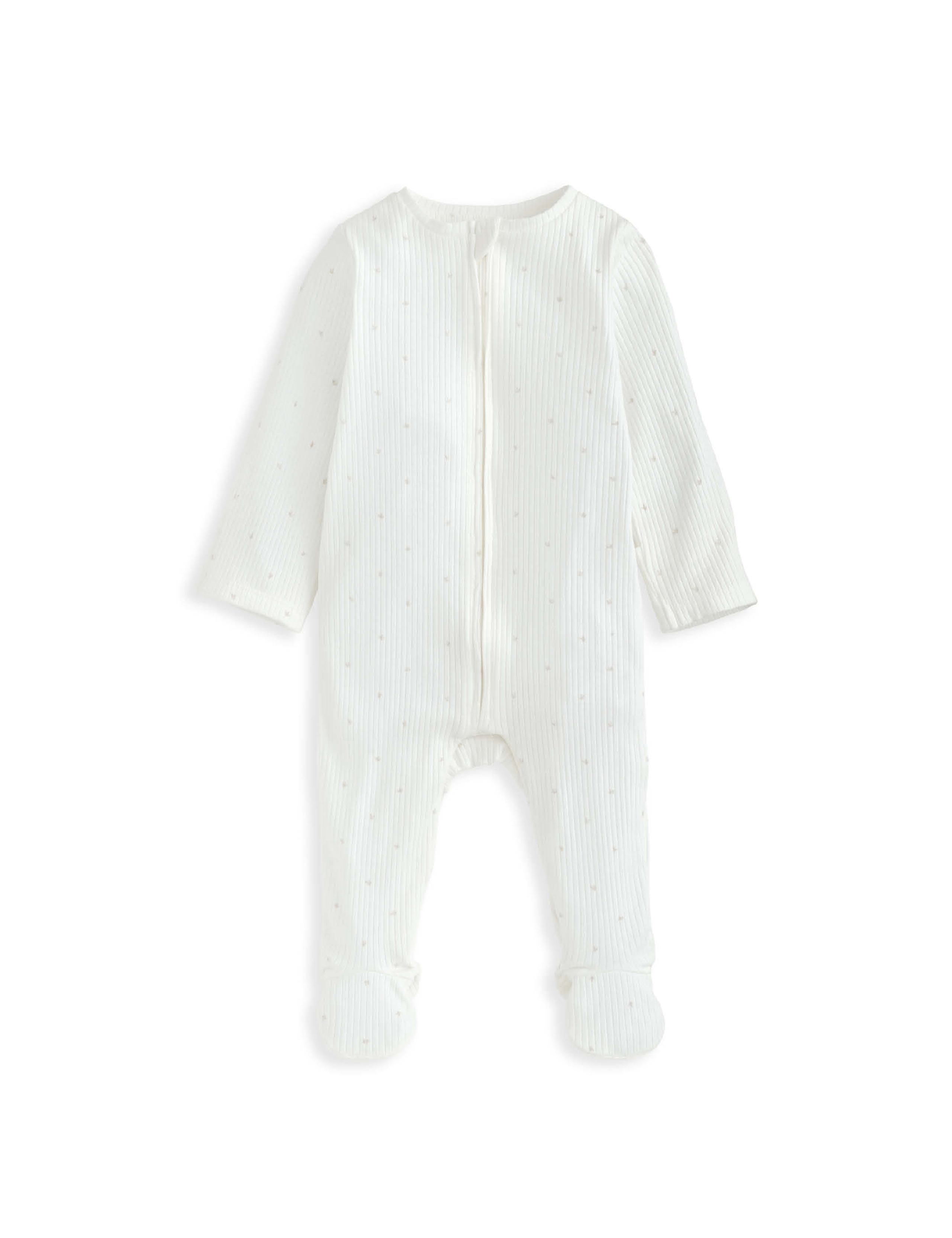 Cotton Rich Spot Zip Sleepsuit (0-9 Mths) 2 of 2