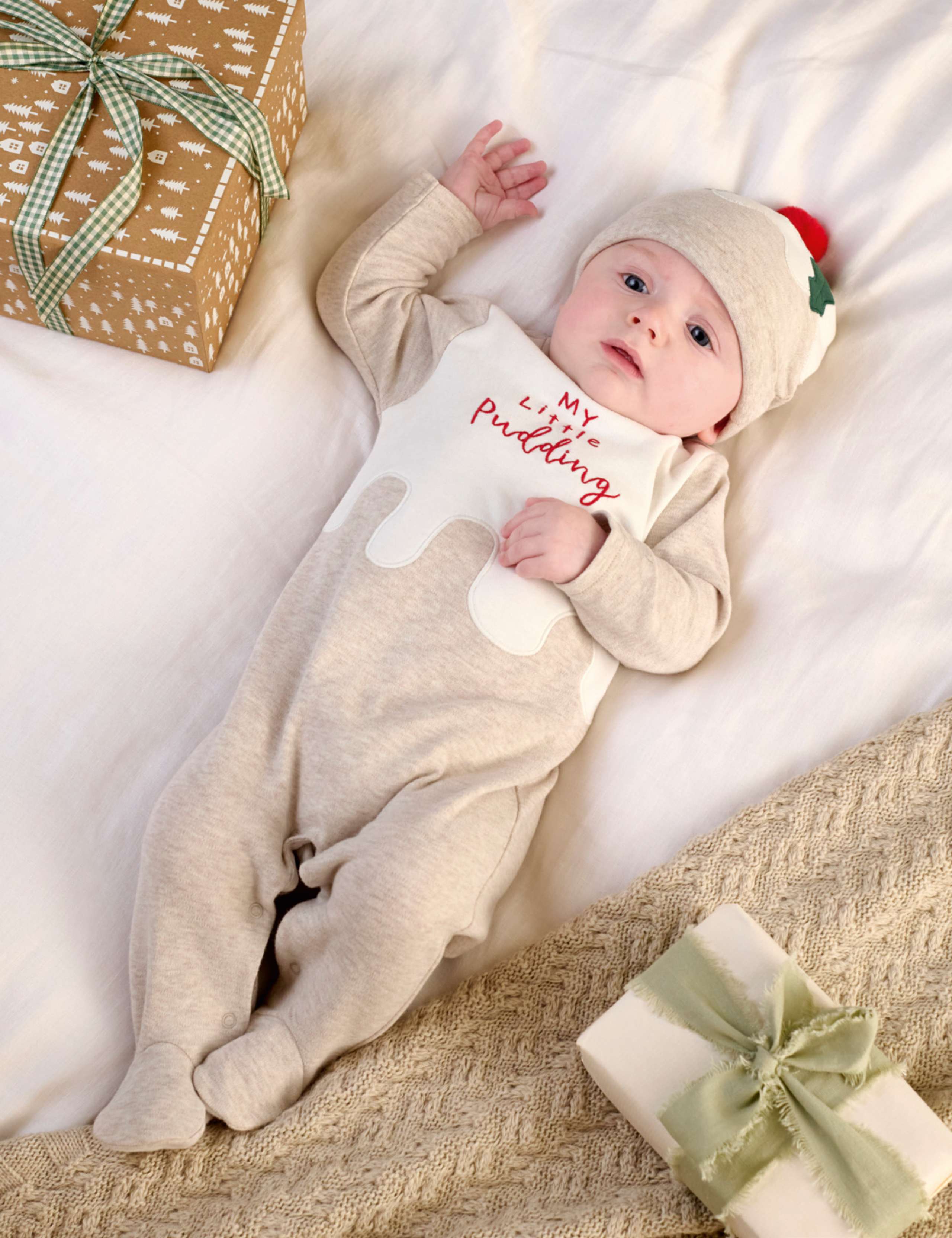 My Little Pudding Christmas All in One & Hat Set (7lbs-12 Mths) 1 of 4