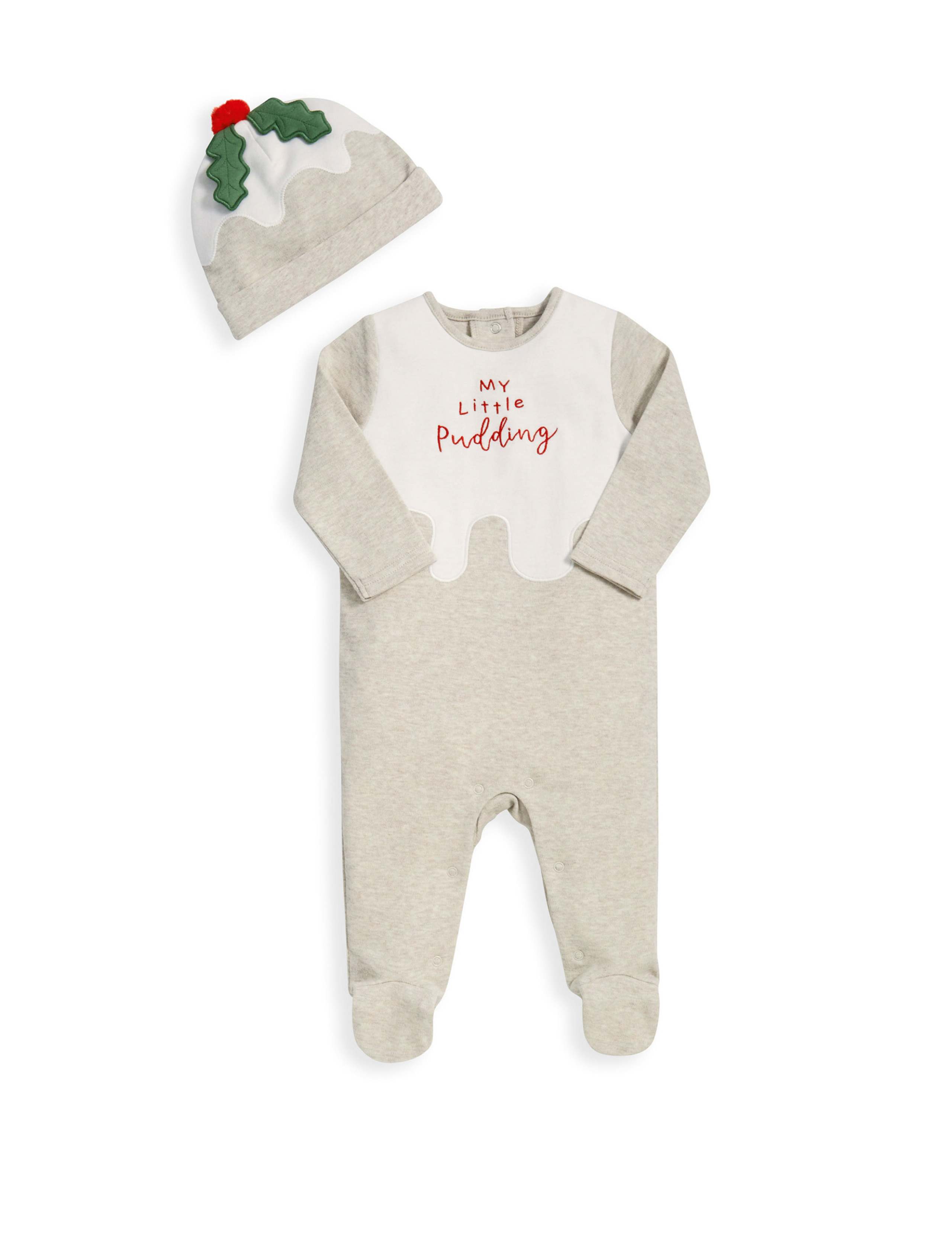 My Little Pudding Christmas All in One & Hat Set (7lbs-12 Mths) 2 of 4