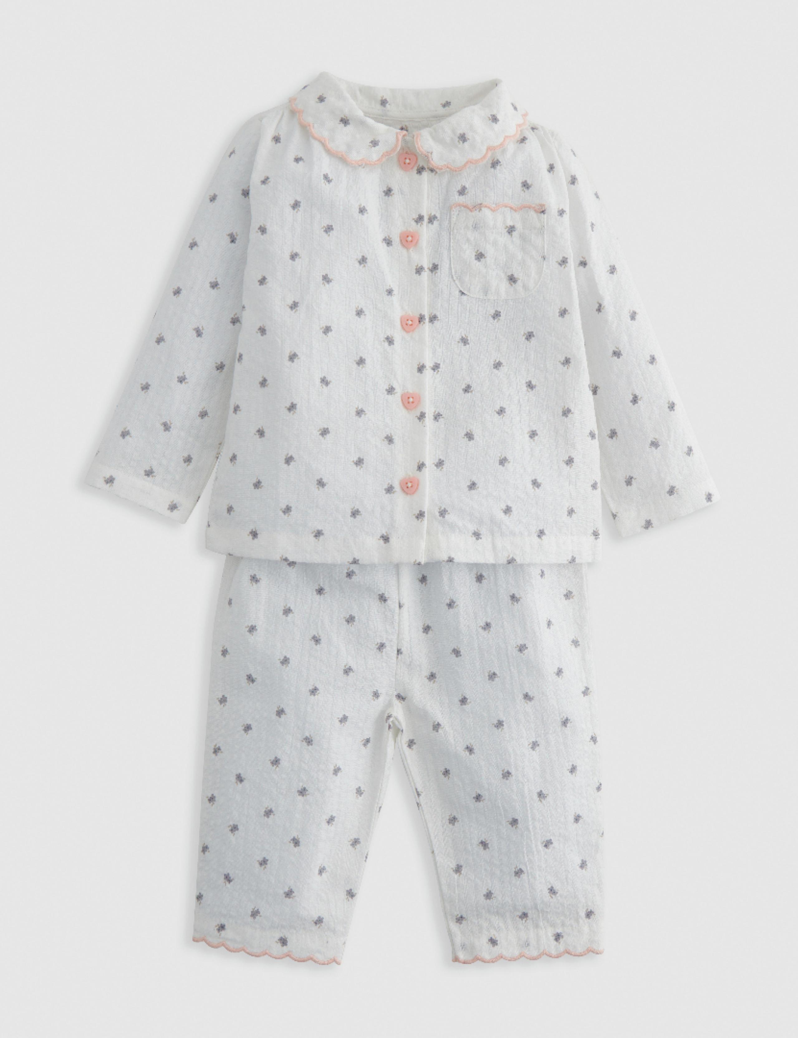 Pure Cotton Floral Pyjamas (3-36 Mths) 2 of 4