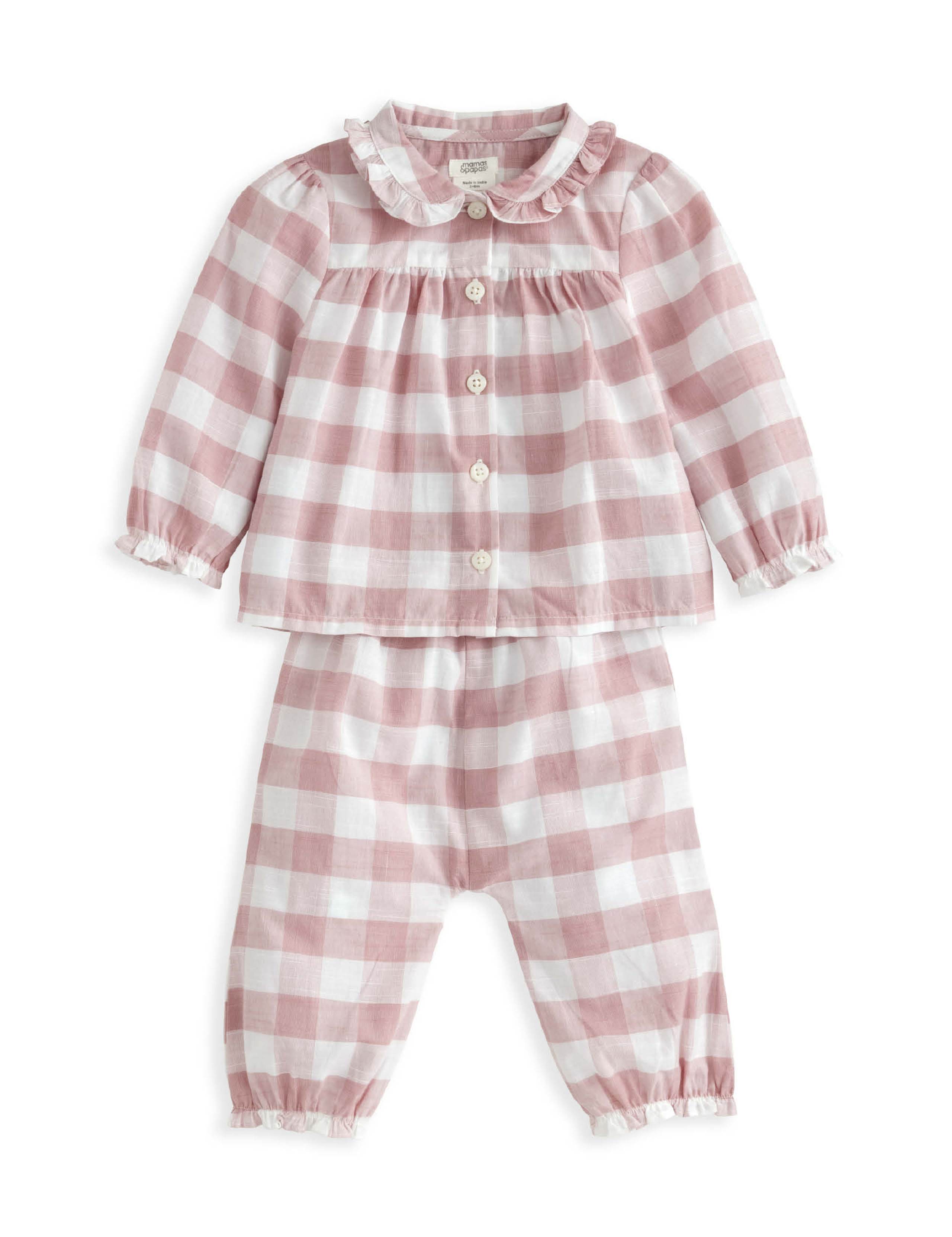 Pure Cotton Checked Pyjamas (3-36 Mths) 2 of 4