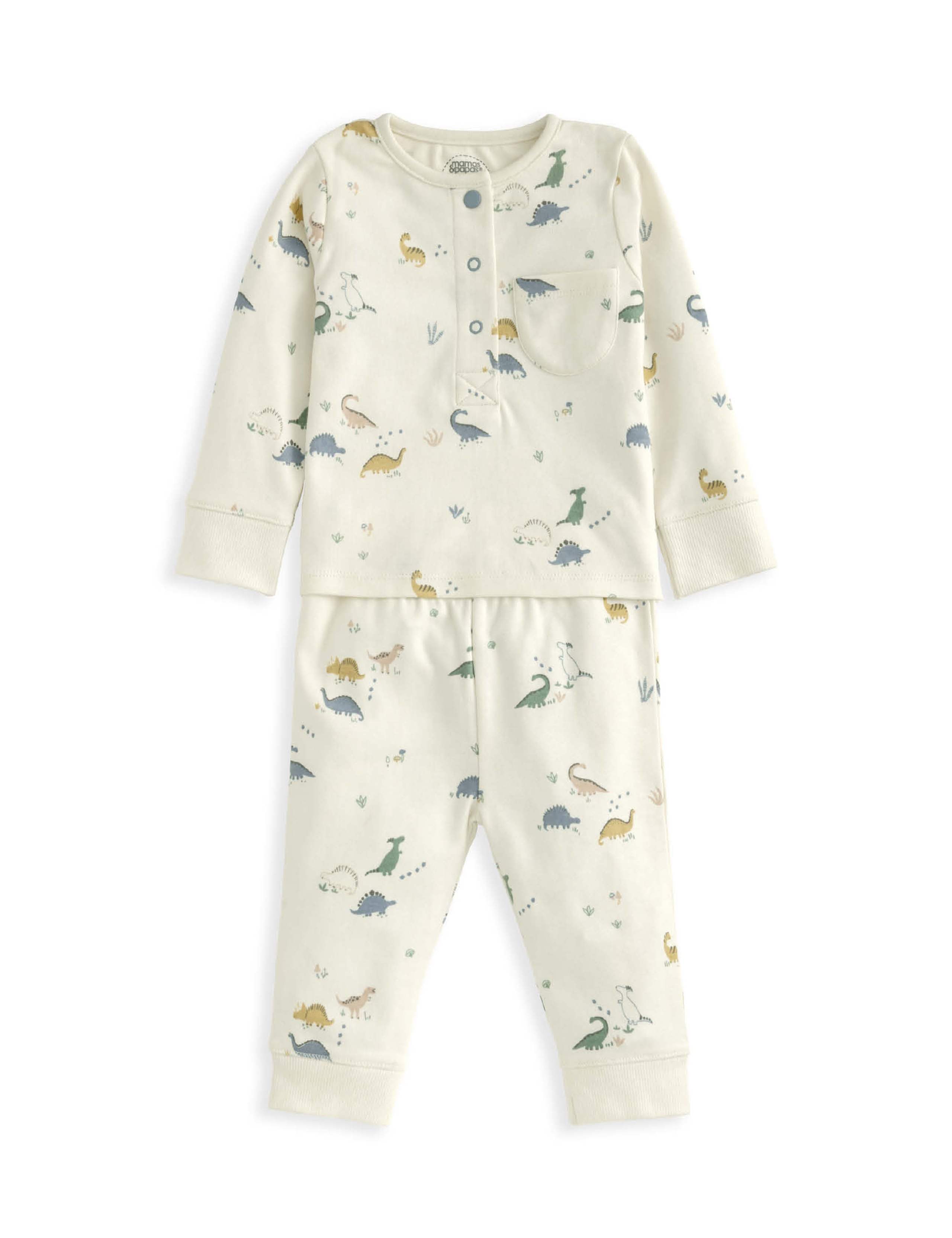 Pure Cotton Dinosaur Pyjamas (3-36 Mths) 2 of 4