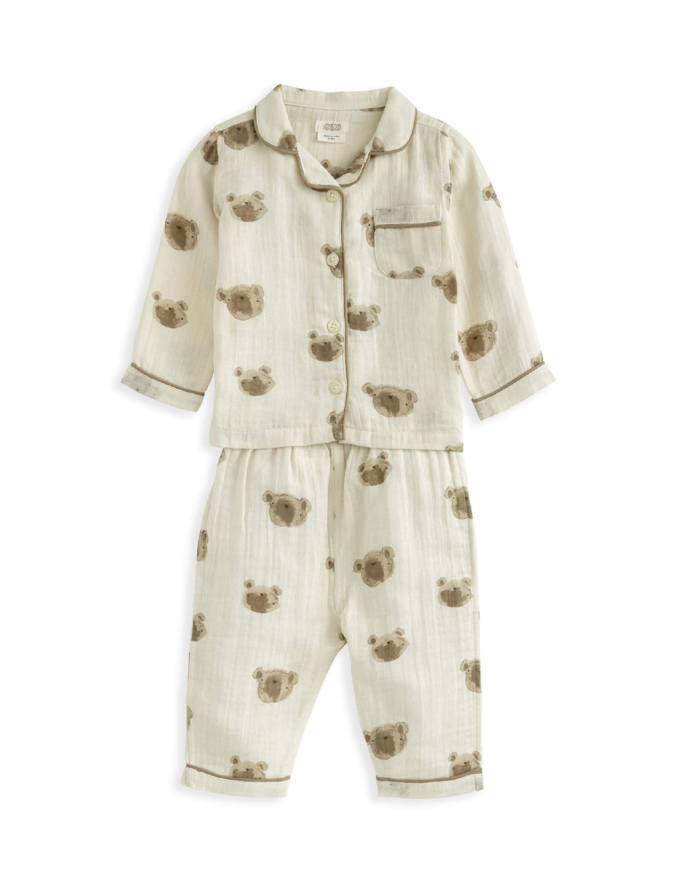 Pure Cotton Bear Pyjamas (3-36 Mths) 2 of 4