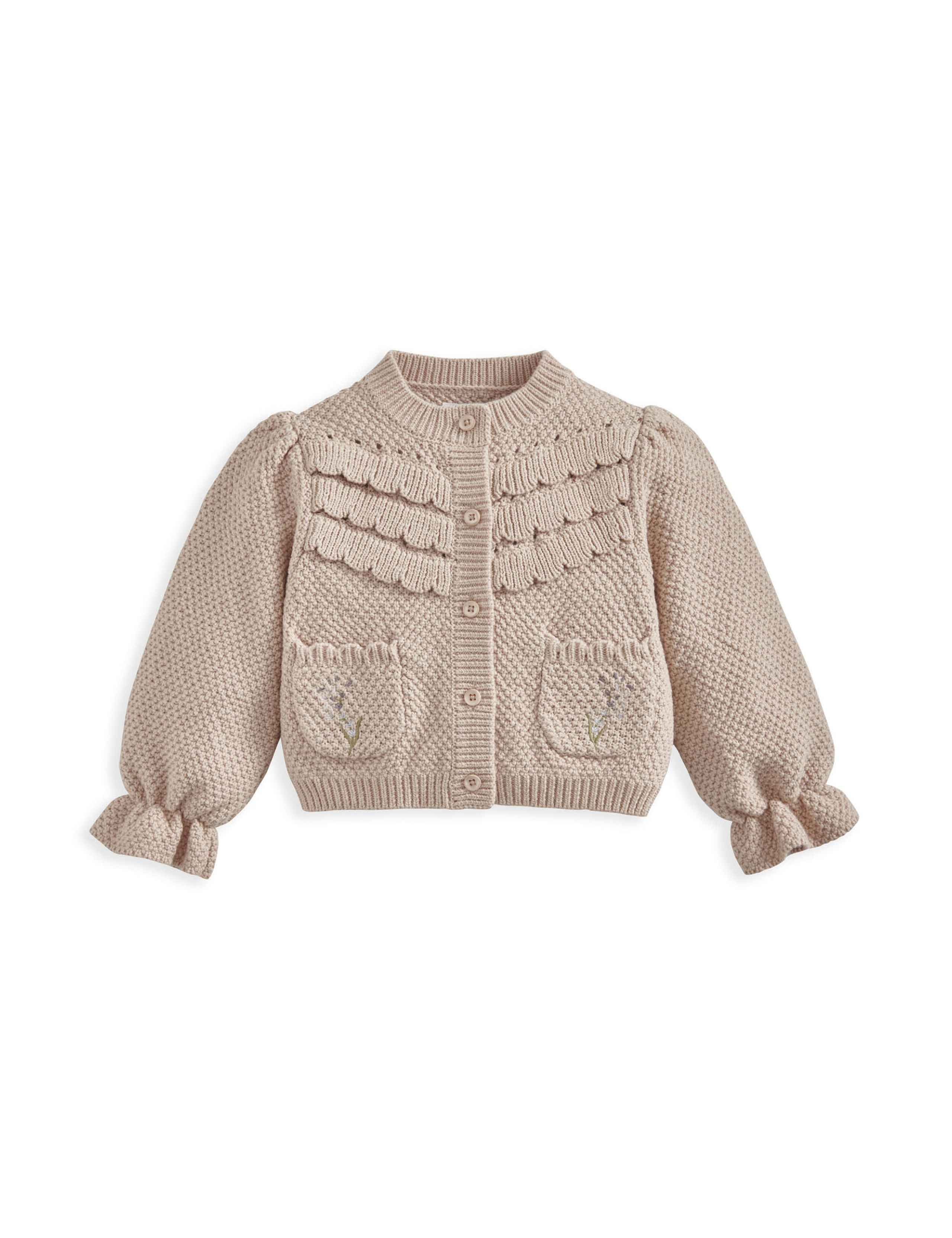 Pure Cotton Embroidered Cardigan (0 Mths-3 Yrs) 2 of 2