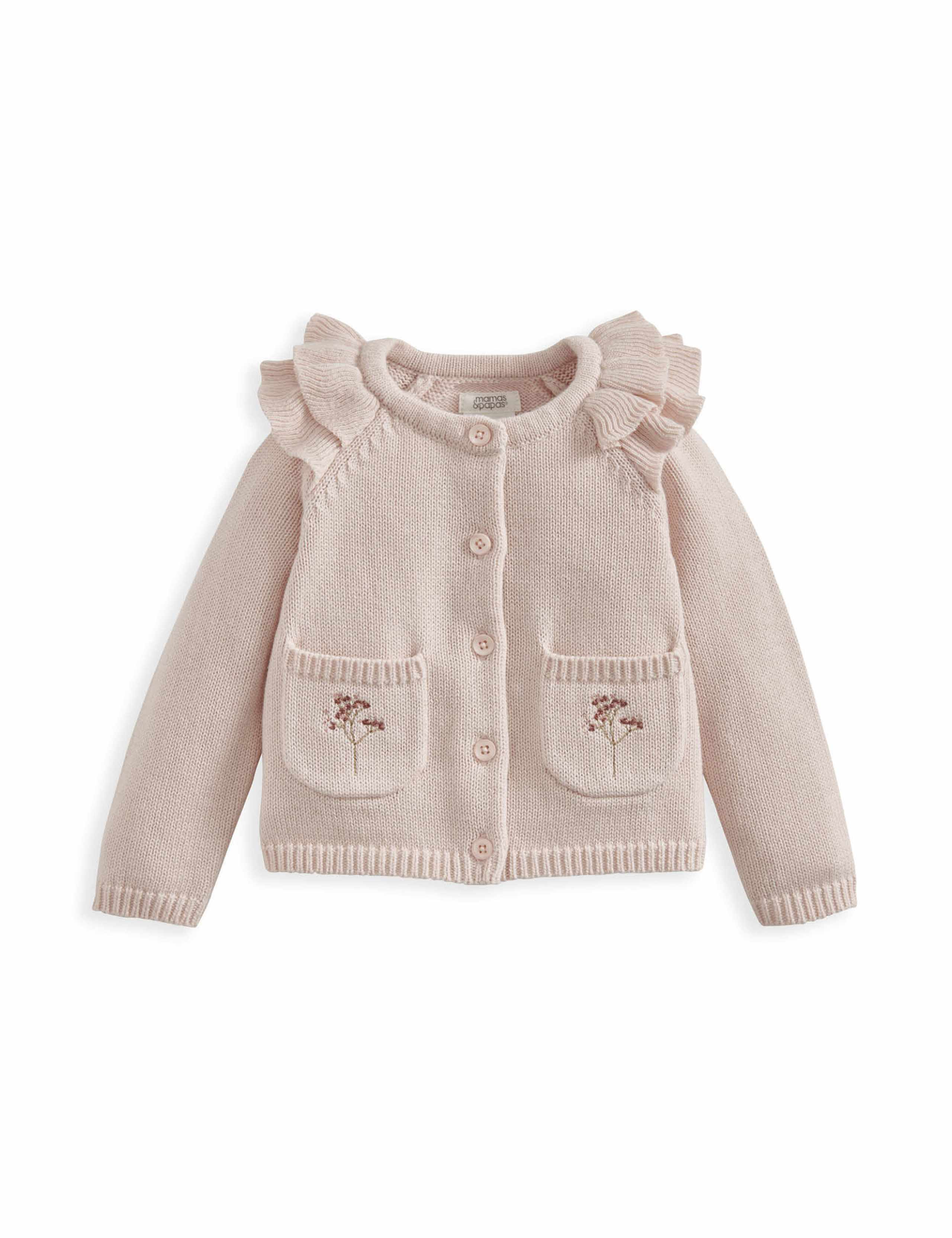 Pure Cotton Frill Detail Cardigan (0-12 Mths) 2 of 2