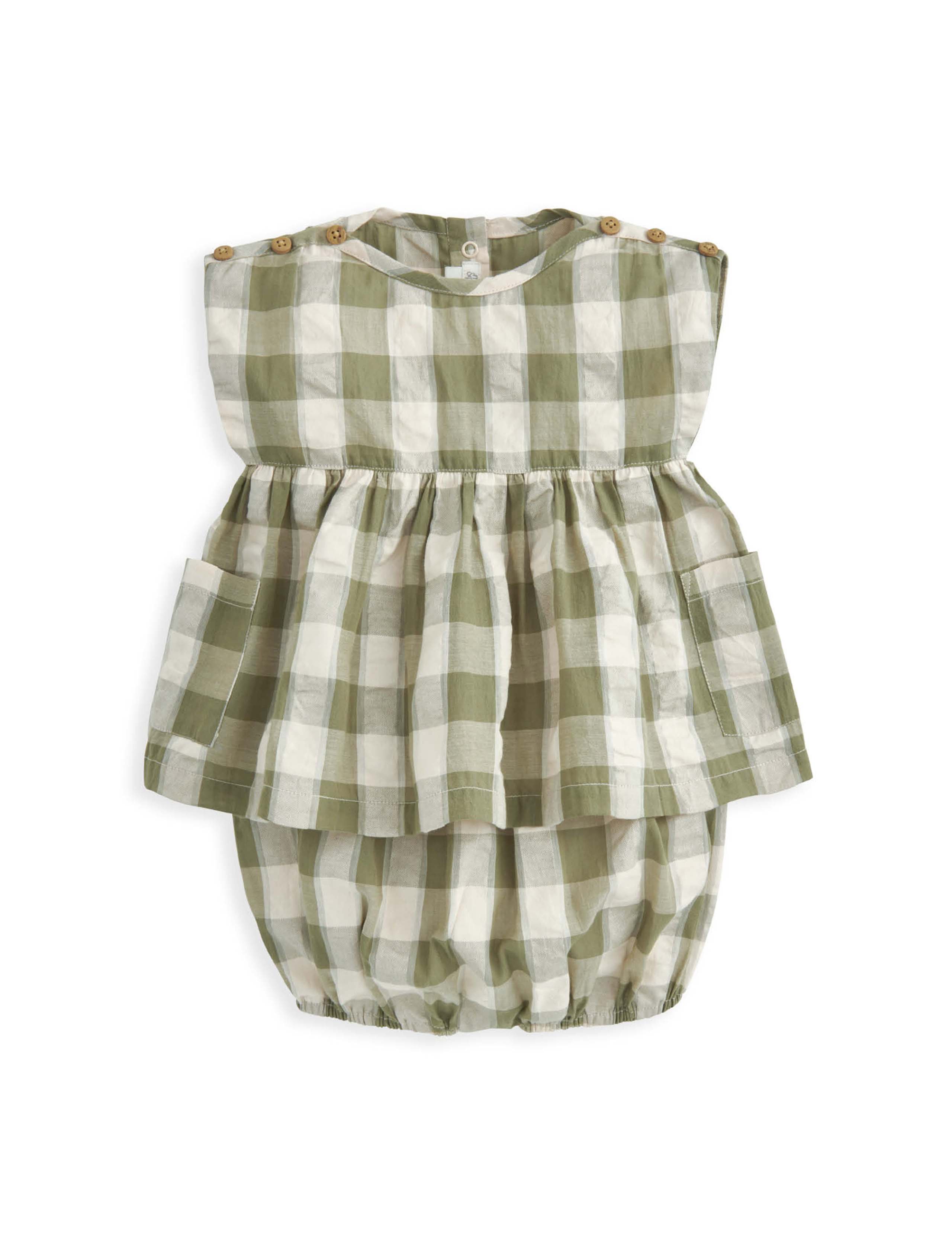 Pure Cotton Gingham Dress and Bloomers (0 Mths-3 Yrs) 2 of 4
