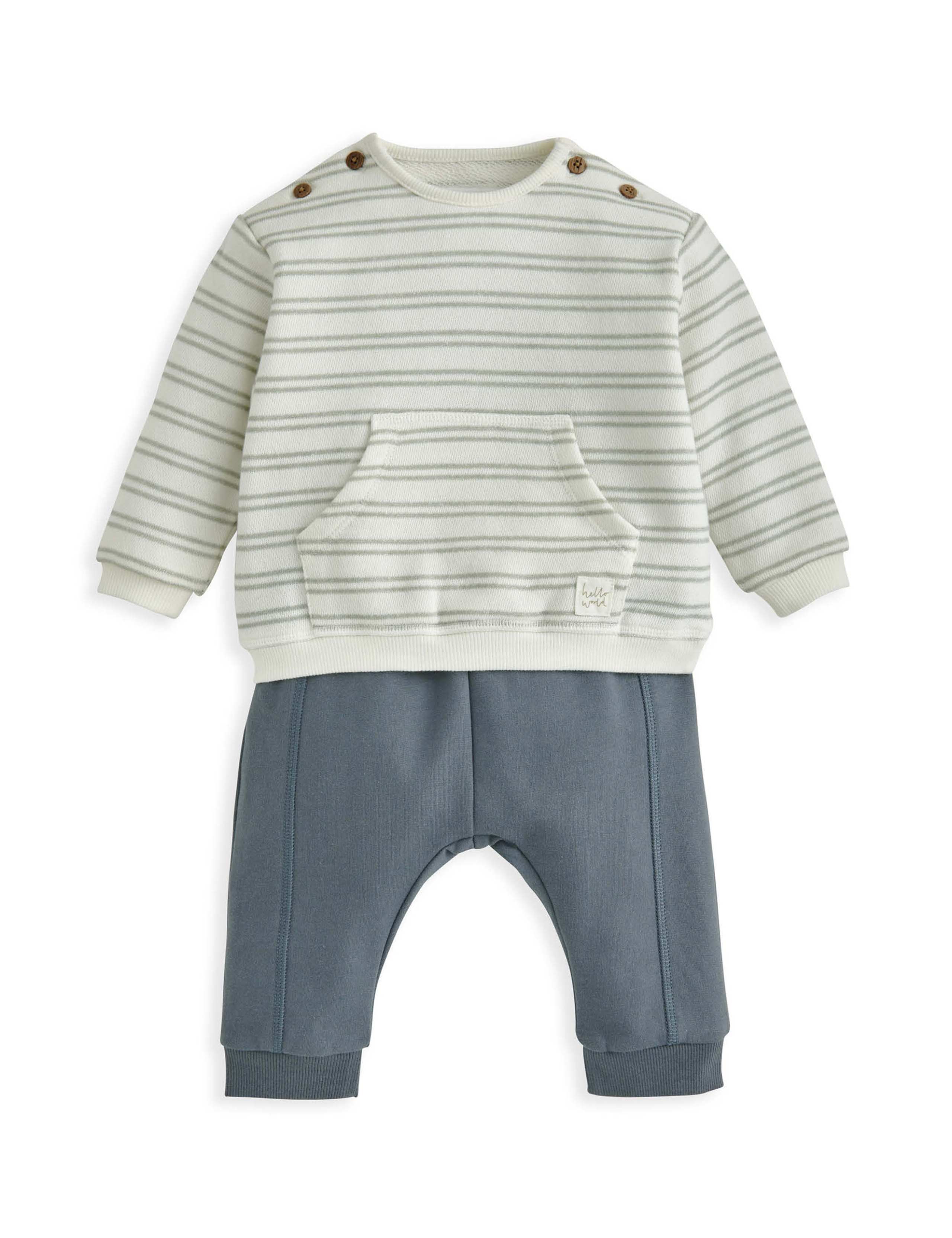 2pc Cotton Rich Striped Top & Bottom Outfit (0-12 Mths) 2 of 4