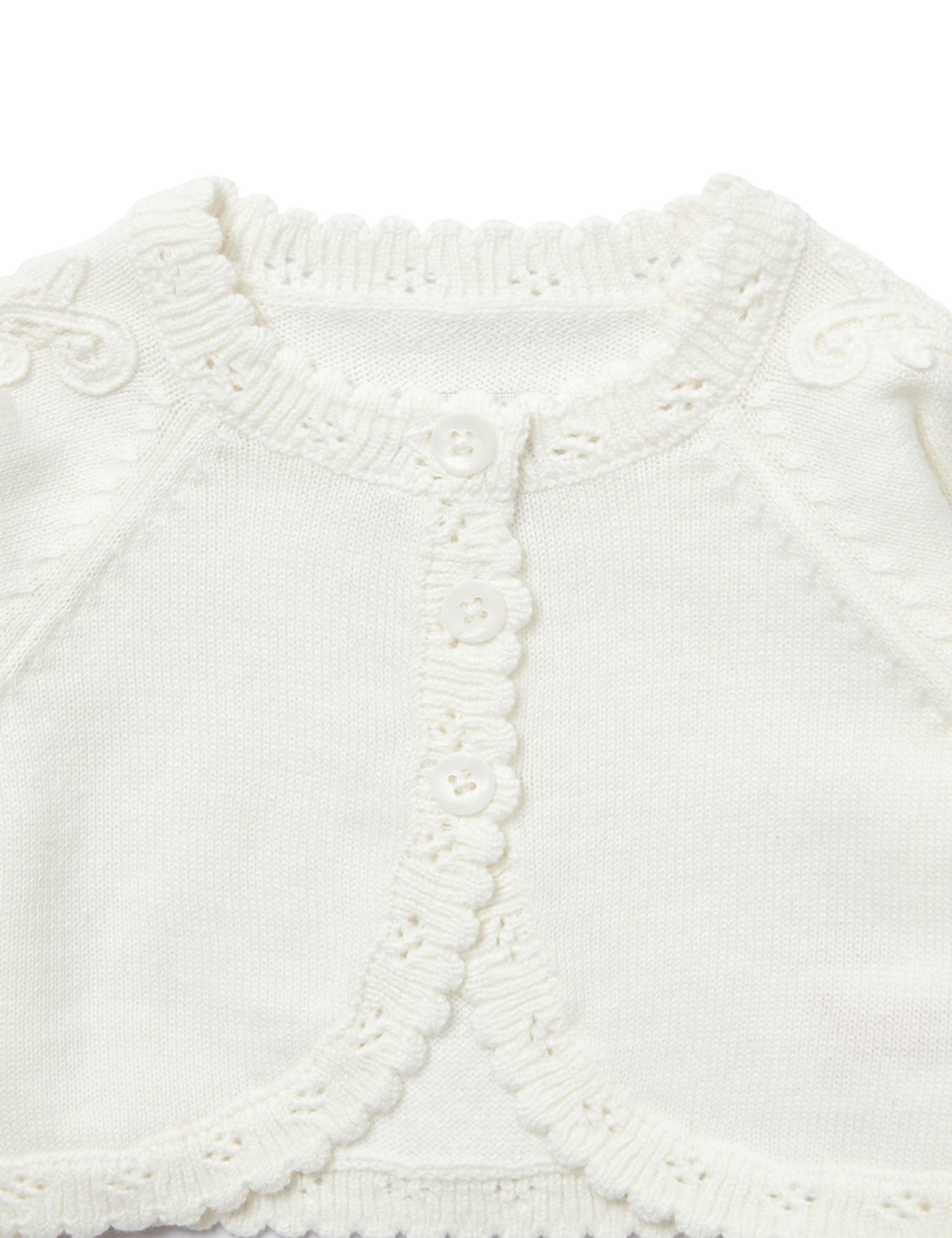 Pure Cotton Embroidered Cardigan (0-3 Yrs) 5 of 5