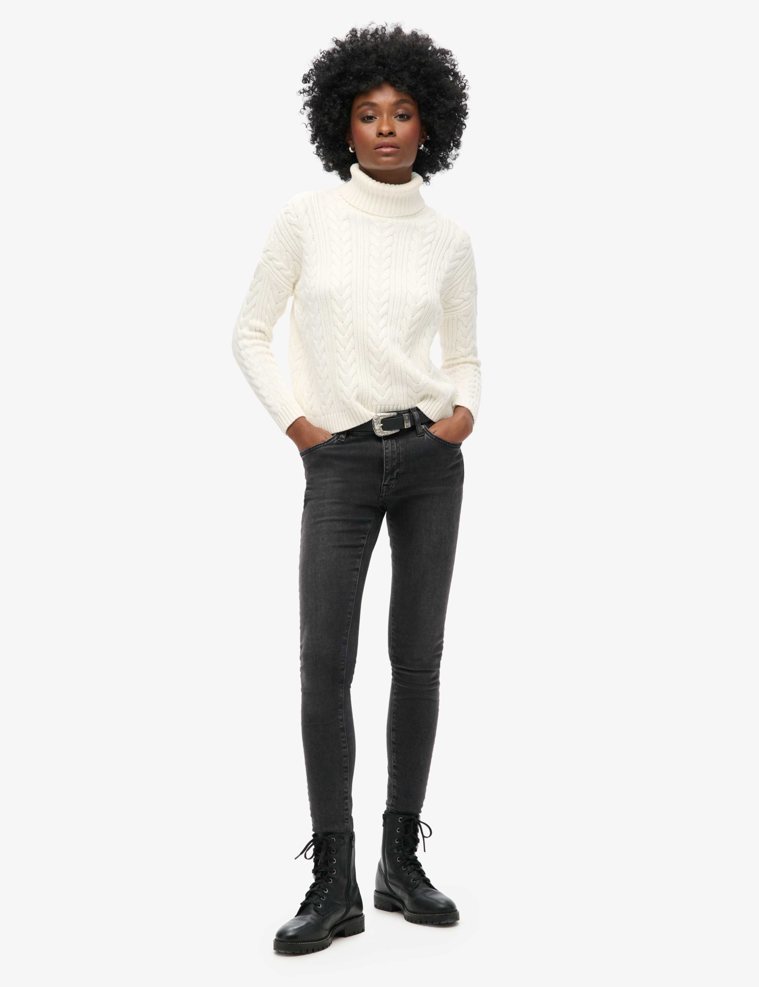 Pure Cotton Cable Knit Roll Neck Jumper 4 of 4