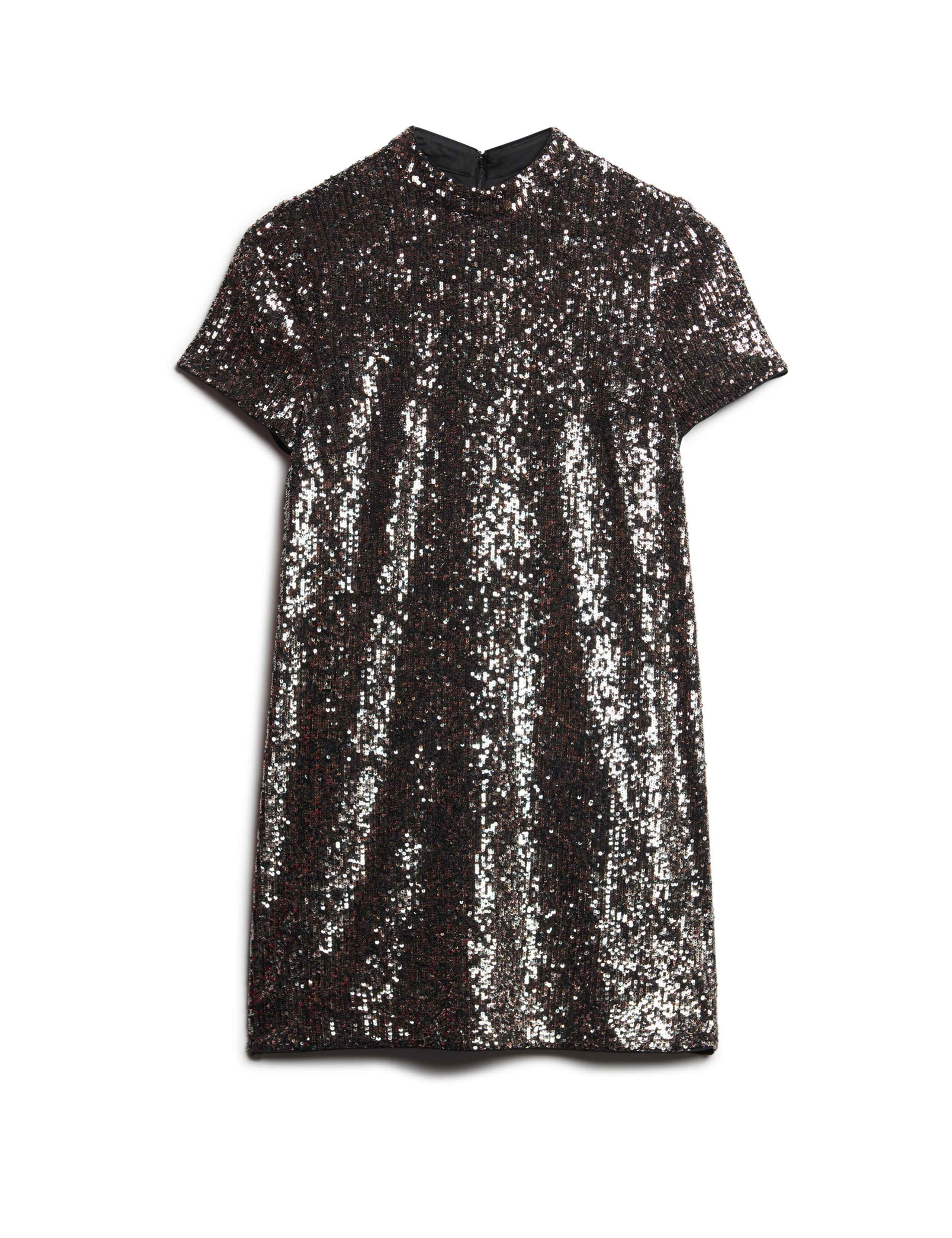 Sequin High Neck Mini T-Shirt Dress 2 of 5