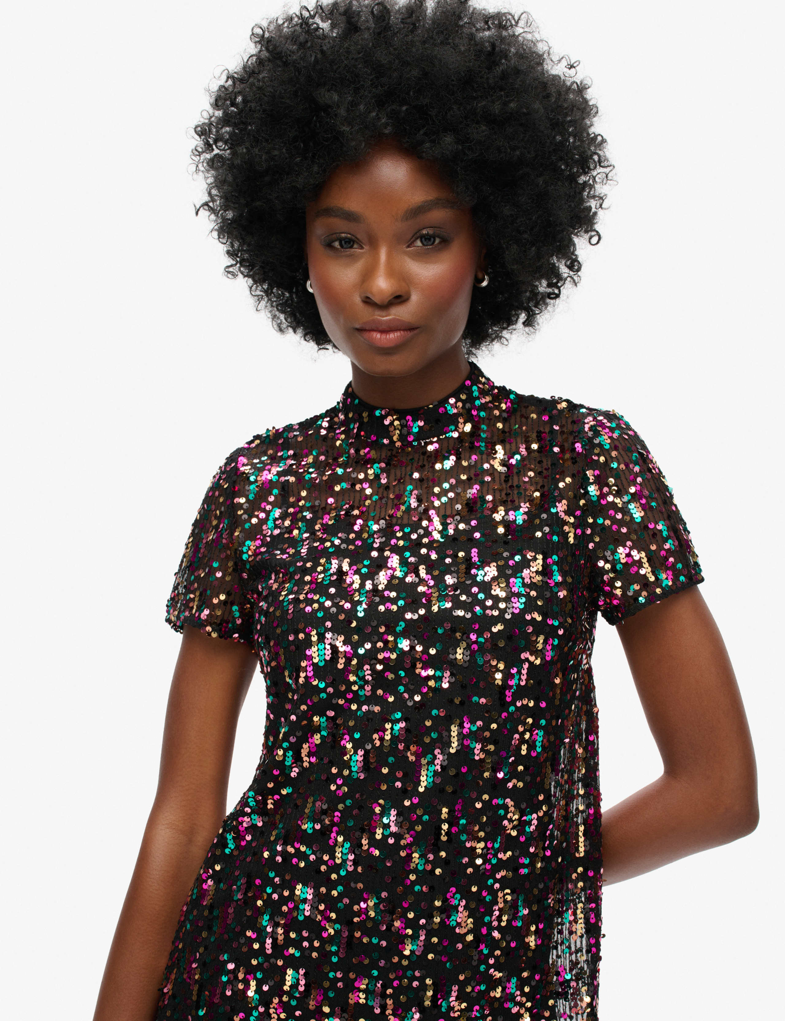 Sequin High Neck Mini T-Shirt Dress 5 of 7