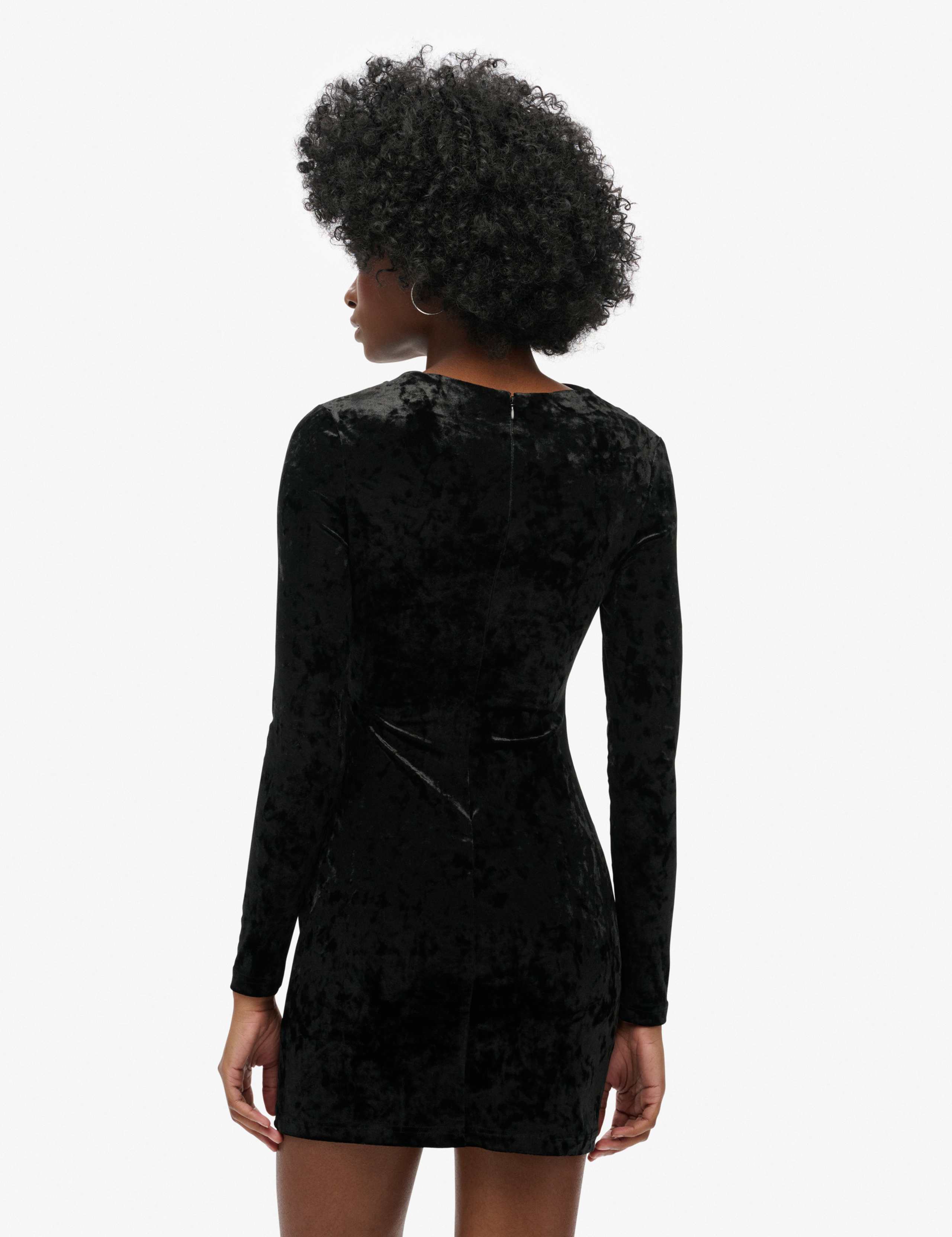 Velvet High Neck Mini Bodycon Dress 5 of 6