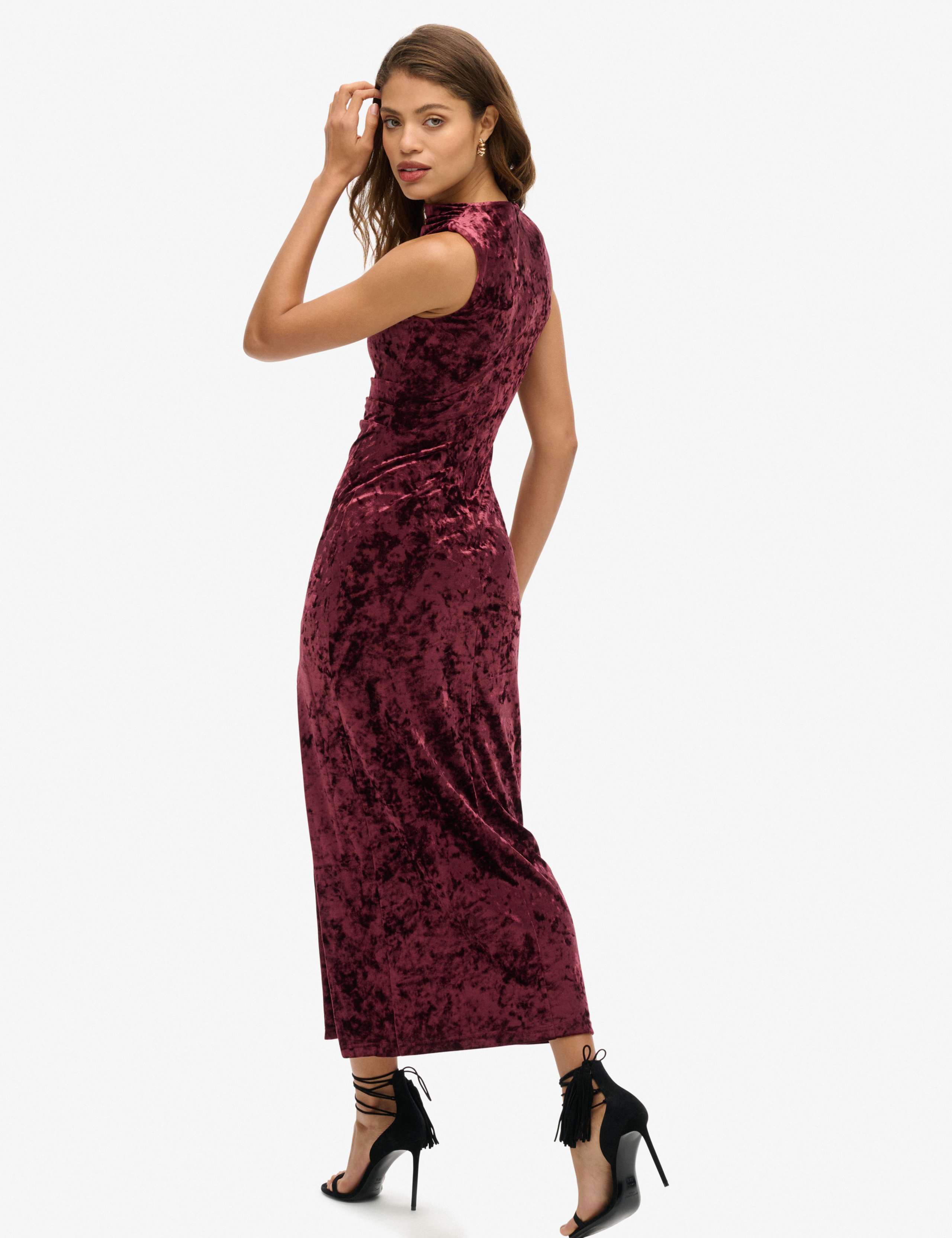 Velvet High Neck Maxi Bodycon Dress 5 of 6