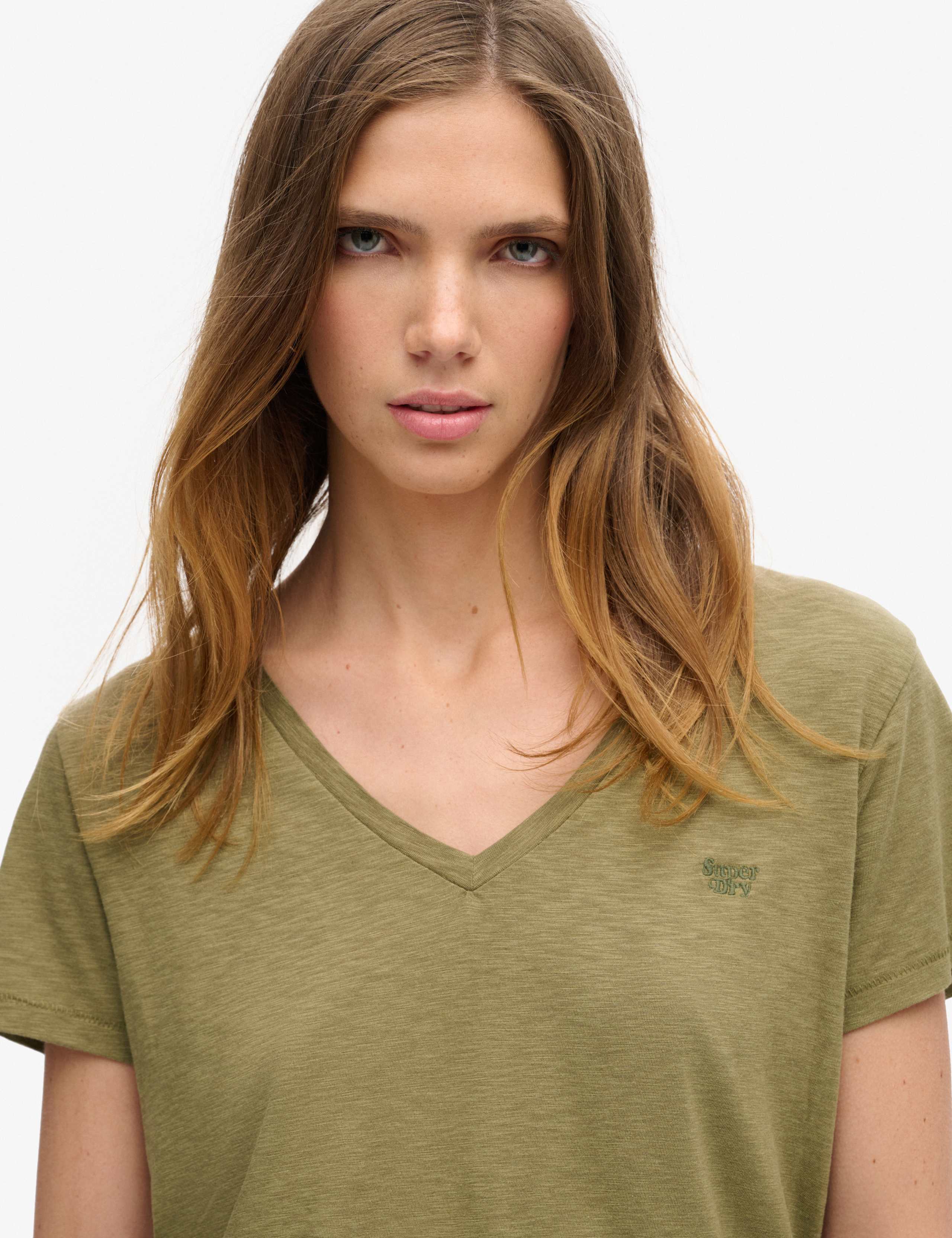 Cotton Rich Embroidered V-Neck T-Shirt 2 of 6