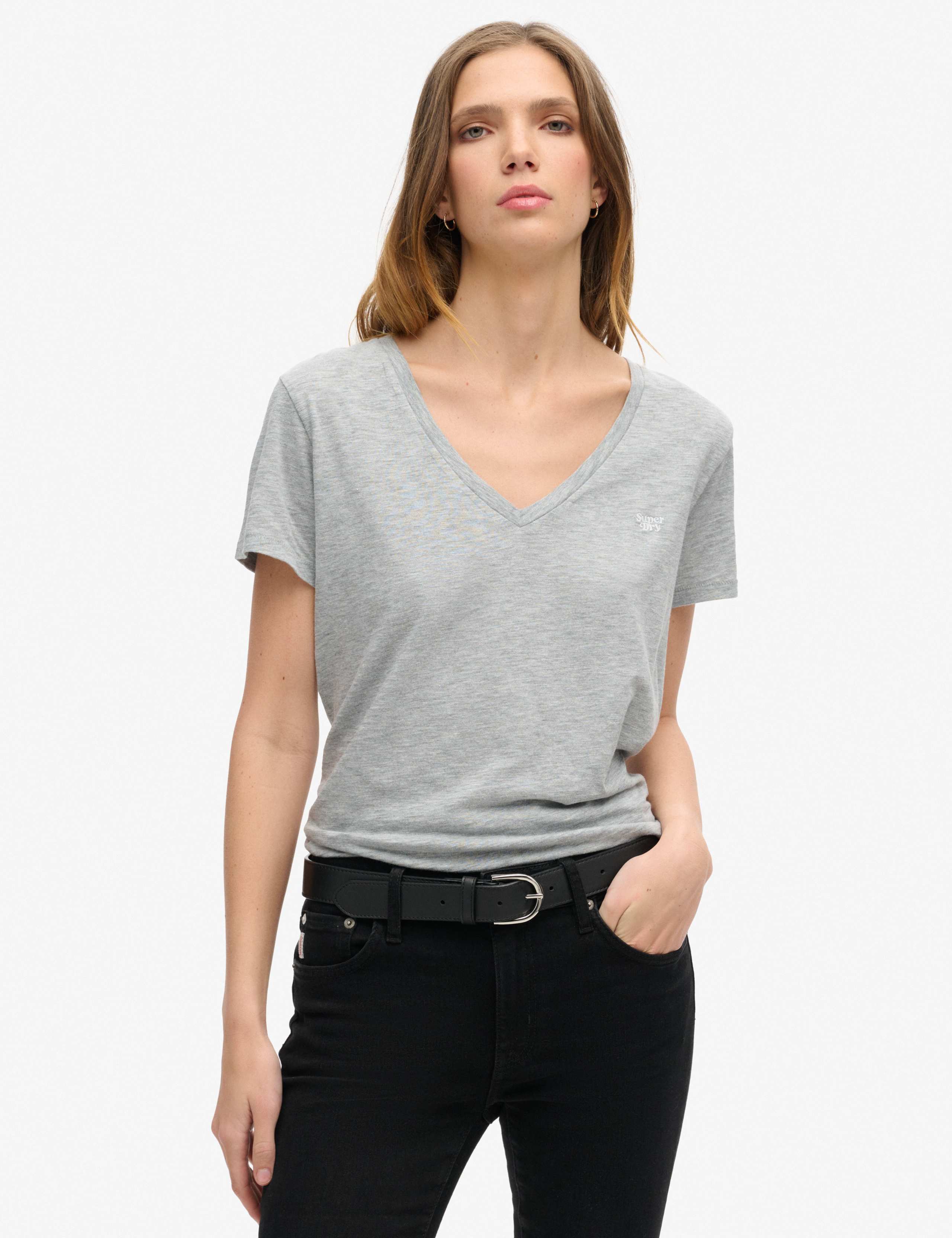 Cotton Rich Embroidered V-Neck T-Shirt 1 of 5