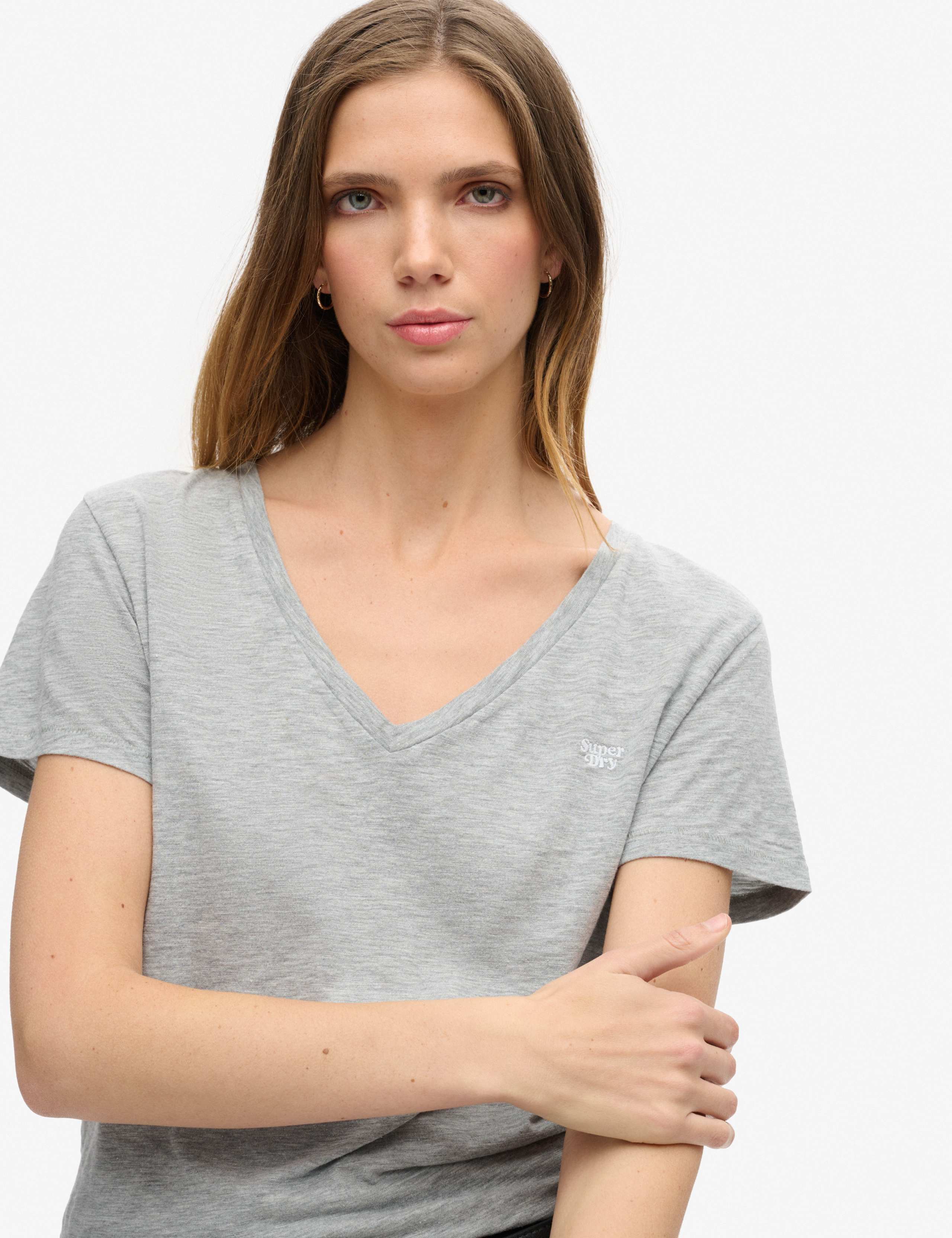 Cotton Rich Embroidered V-Neck T-Shirt 2 of 5