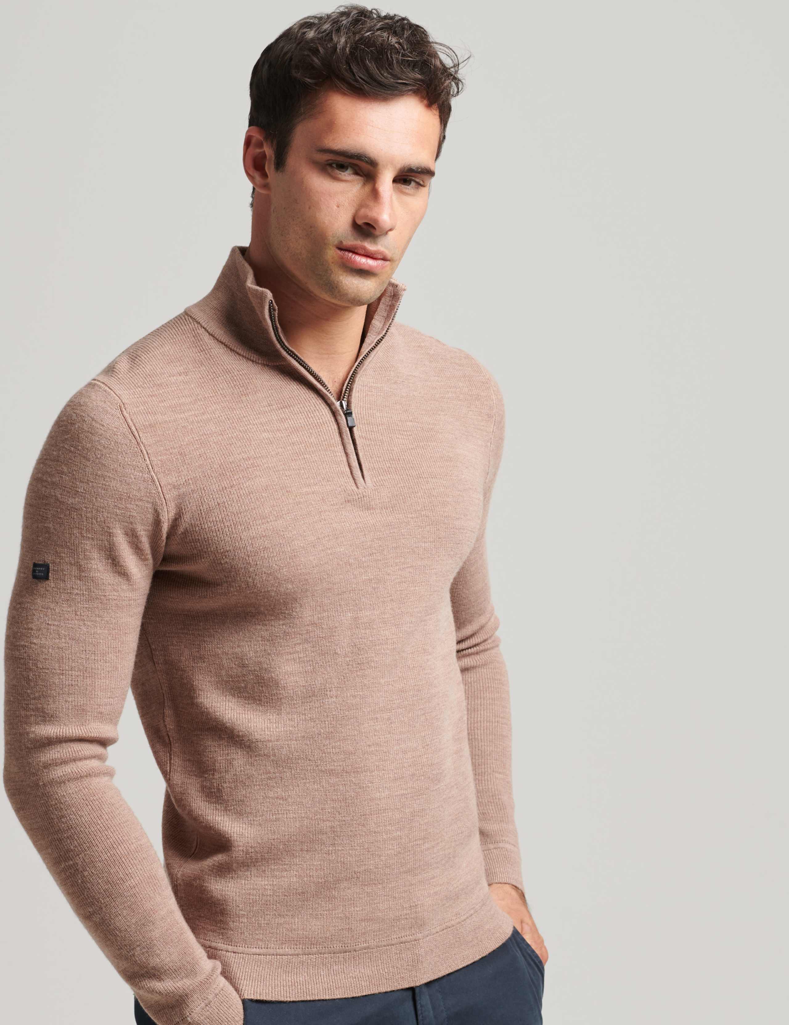 Wool Rich Funnel Neck Half Zip Jumper 1 of 4