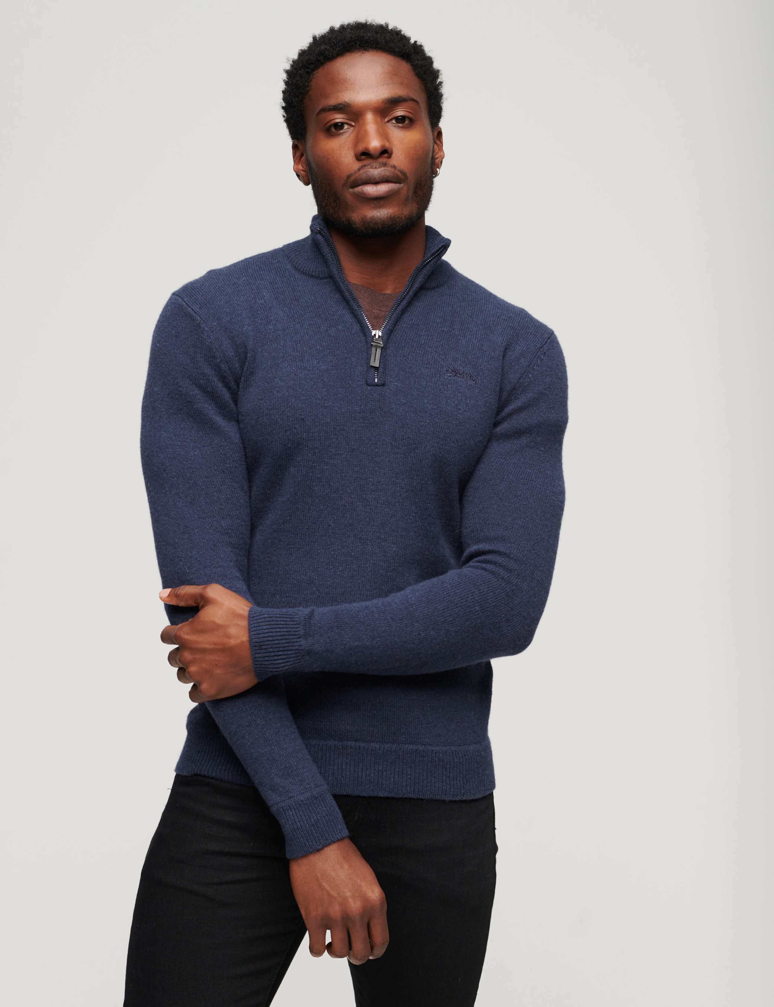 Wool Blend Funnel Neck Half Zip Jumper 1 of 3