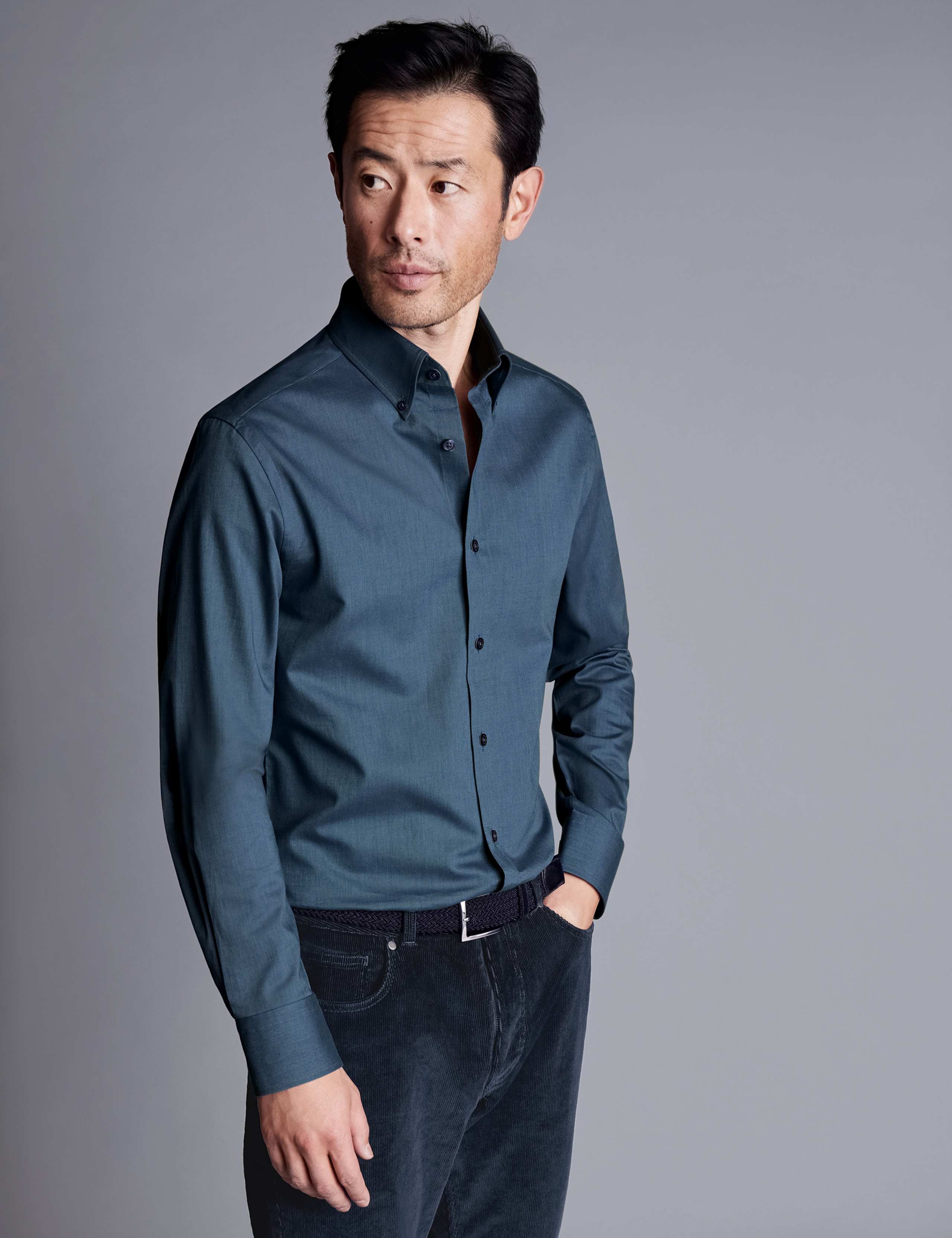 Slim Fit Brushed Cotton Flannel Check Shirt 1 of 6