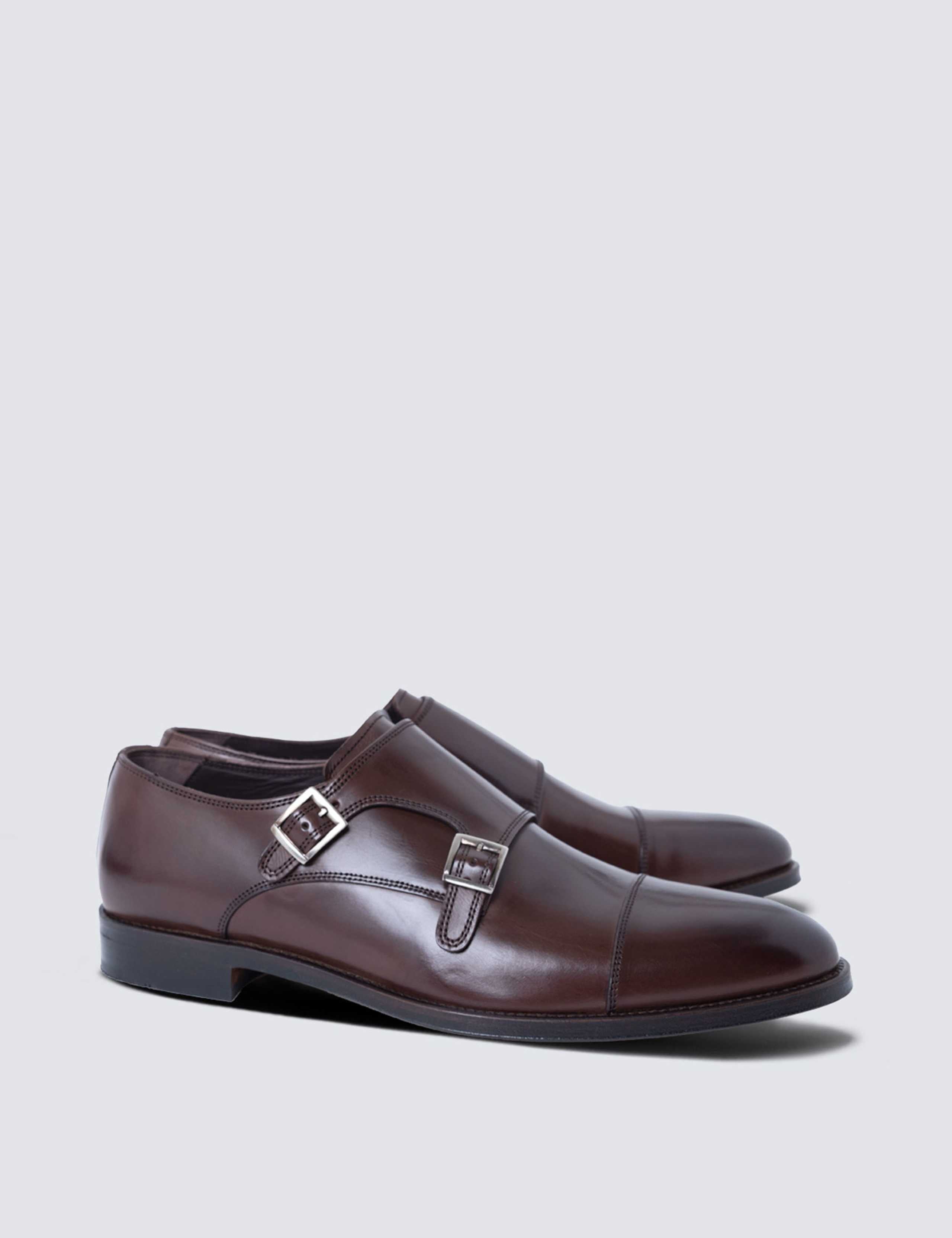 Wide Fit Leather Double Monk Strap Shoes 2 of 5