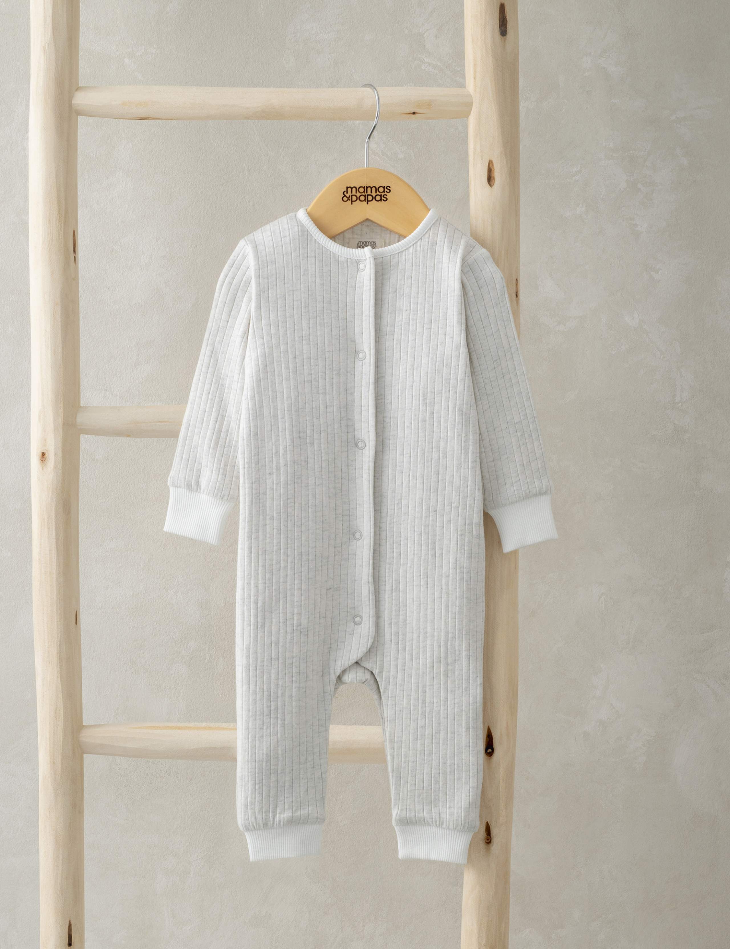 Pure Cotton Ribbed Romper (0-6 Mths) 1 of 2