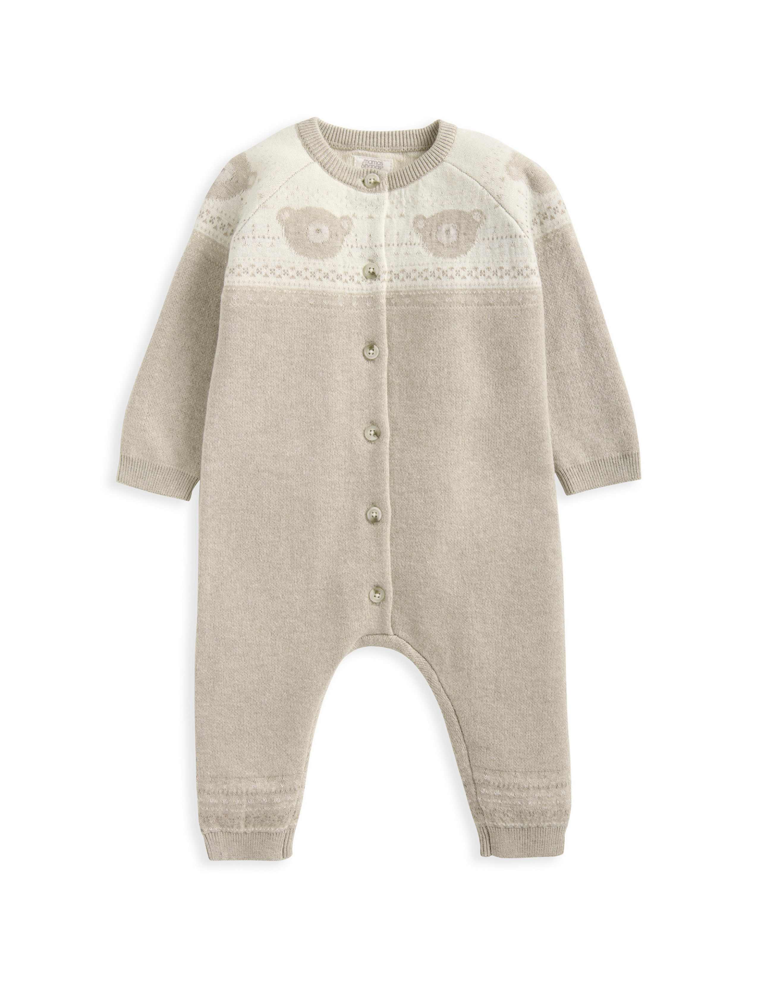Pure Cotton Teddy Bear Fair Isle Knitted Romper (0-12 Mths) 2 of 2
