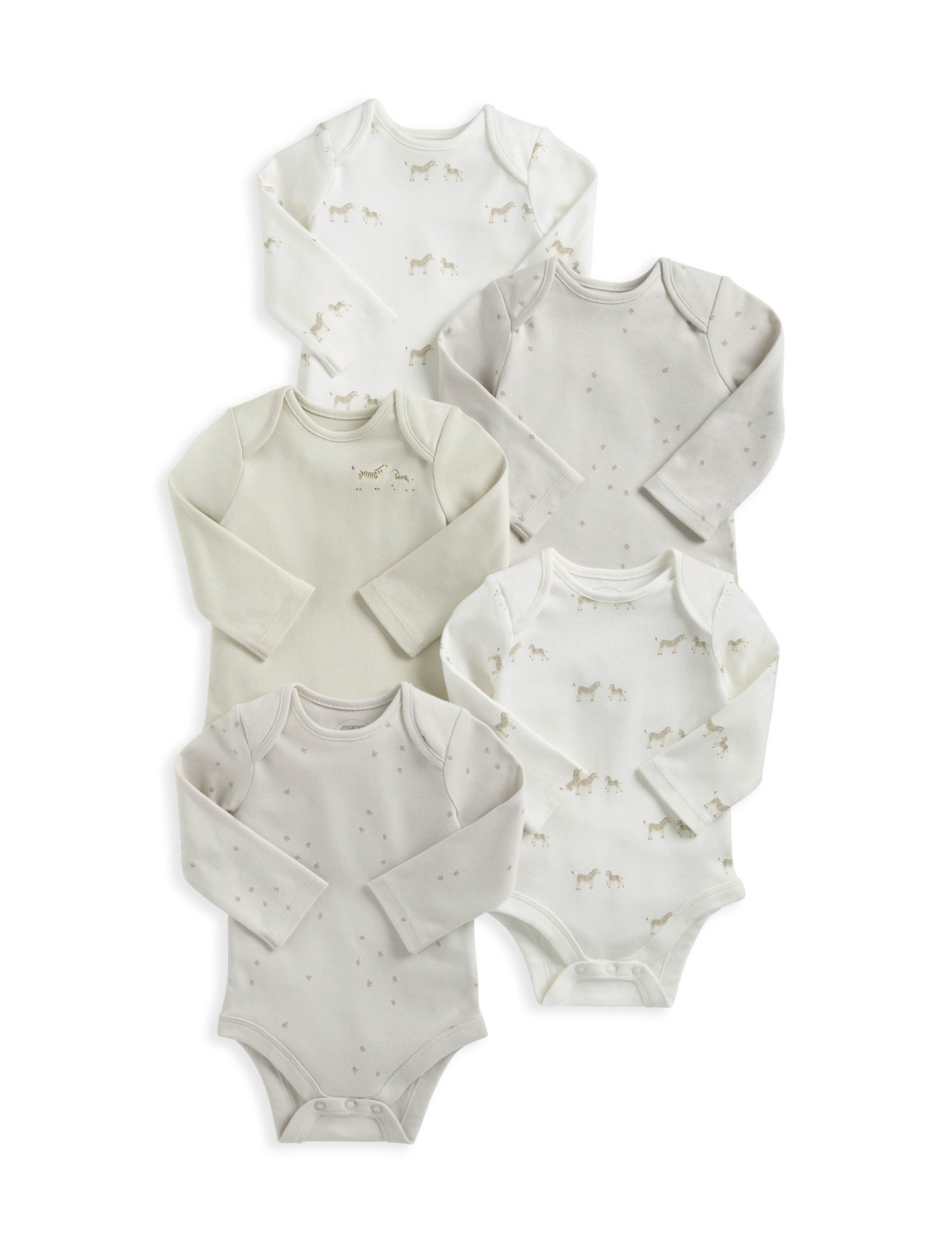5 Pack Pure Cotton Animal Bodysuits (0-24 Mths) 2 of 2