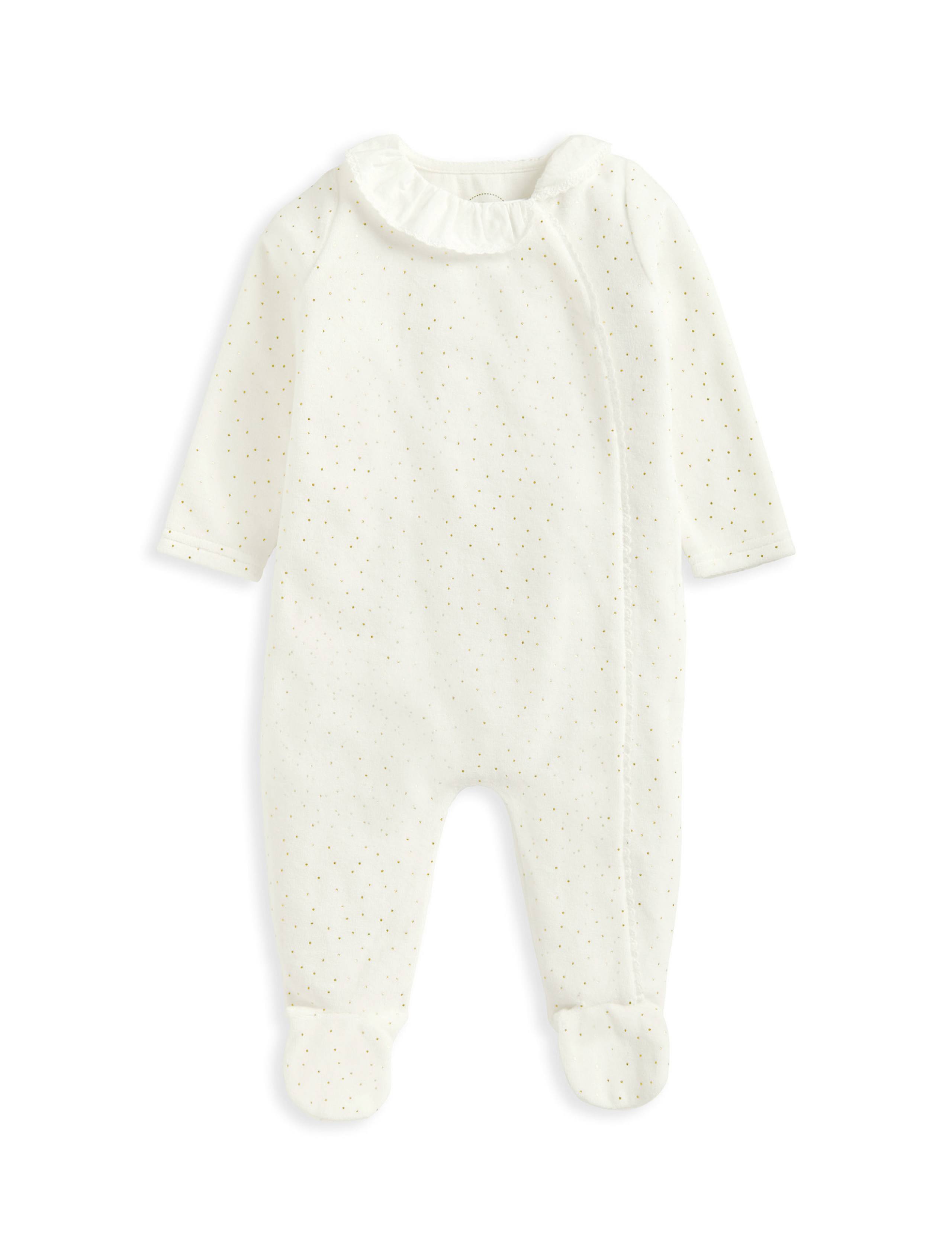 Cotton Rich Velour Spot Sleepsuit (0-12 Mths) 2 of 4