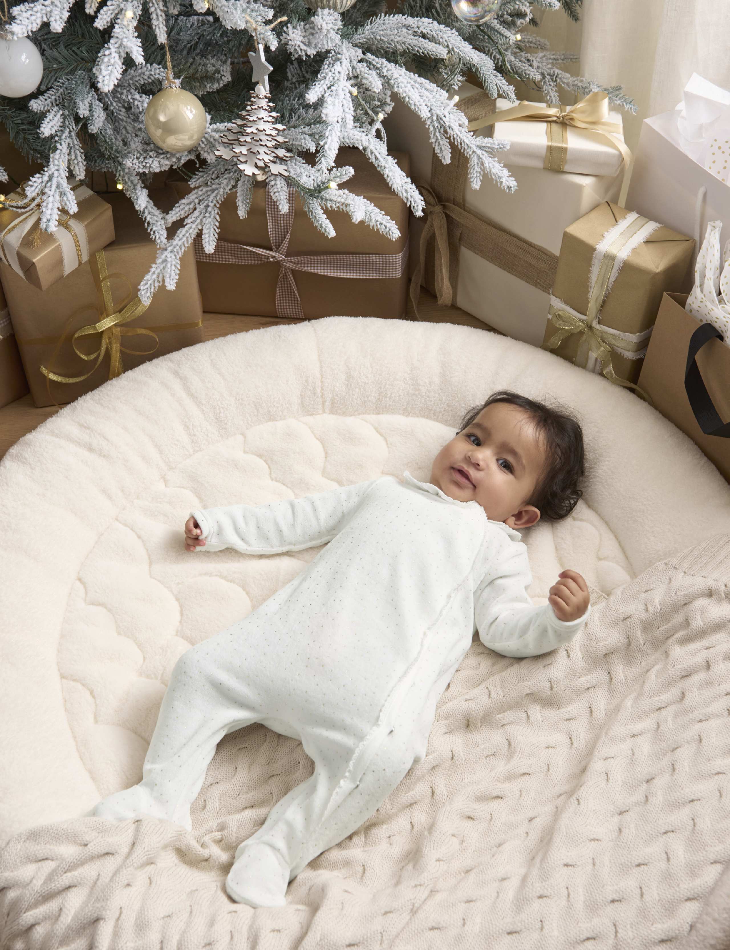 Cotton Rich Velour Spot Sleepsuit (0-12 Mths) 3 of 4