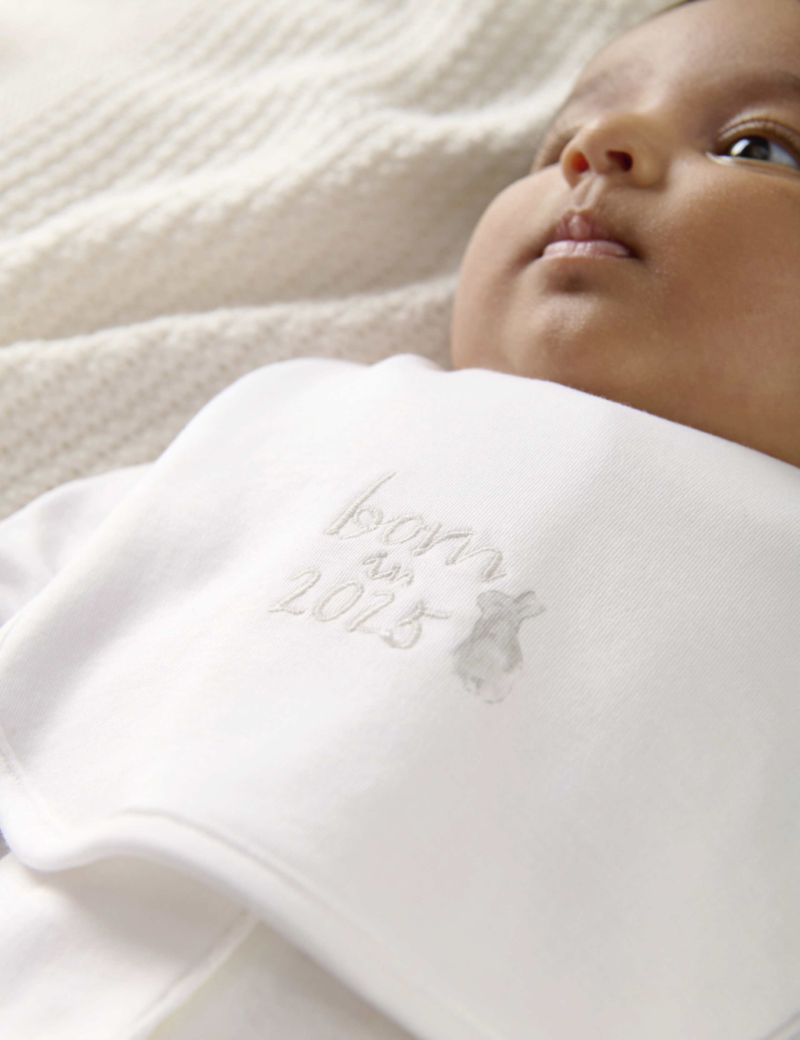Pure Cotton Born in 2025 Dribble Bib 3 of 3
