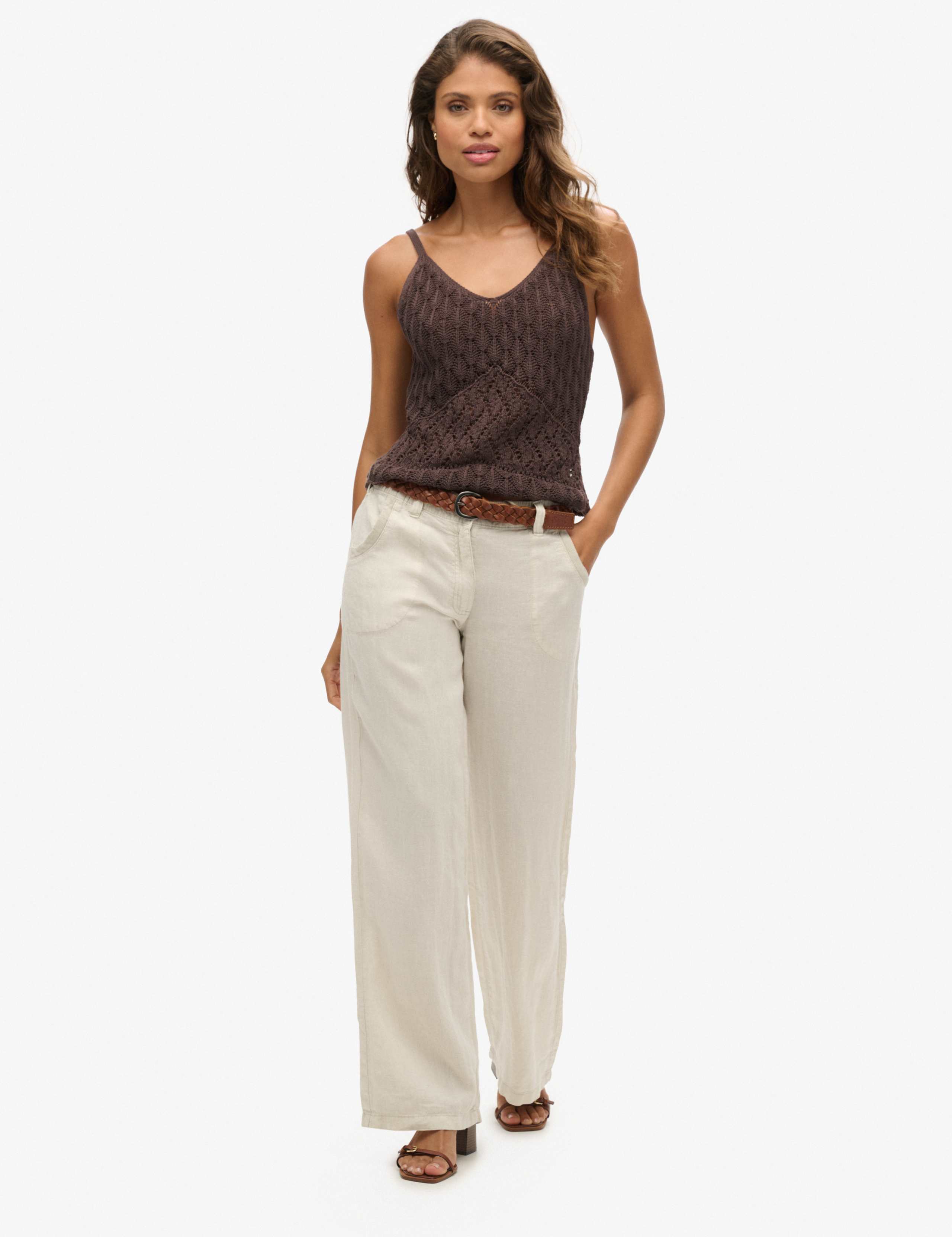 Pure Linen Wide Leg Trousers 3 of 7