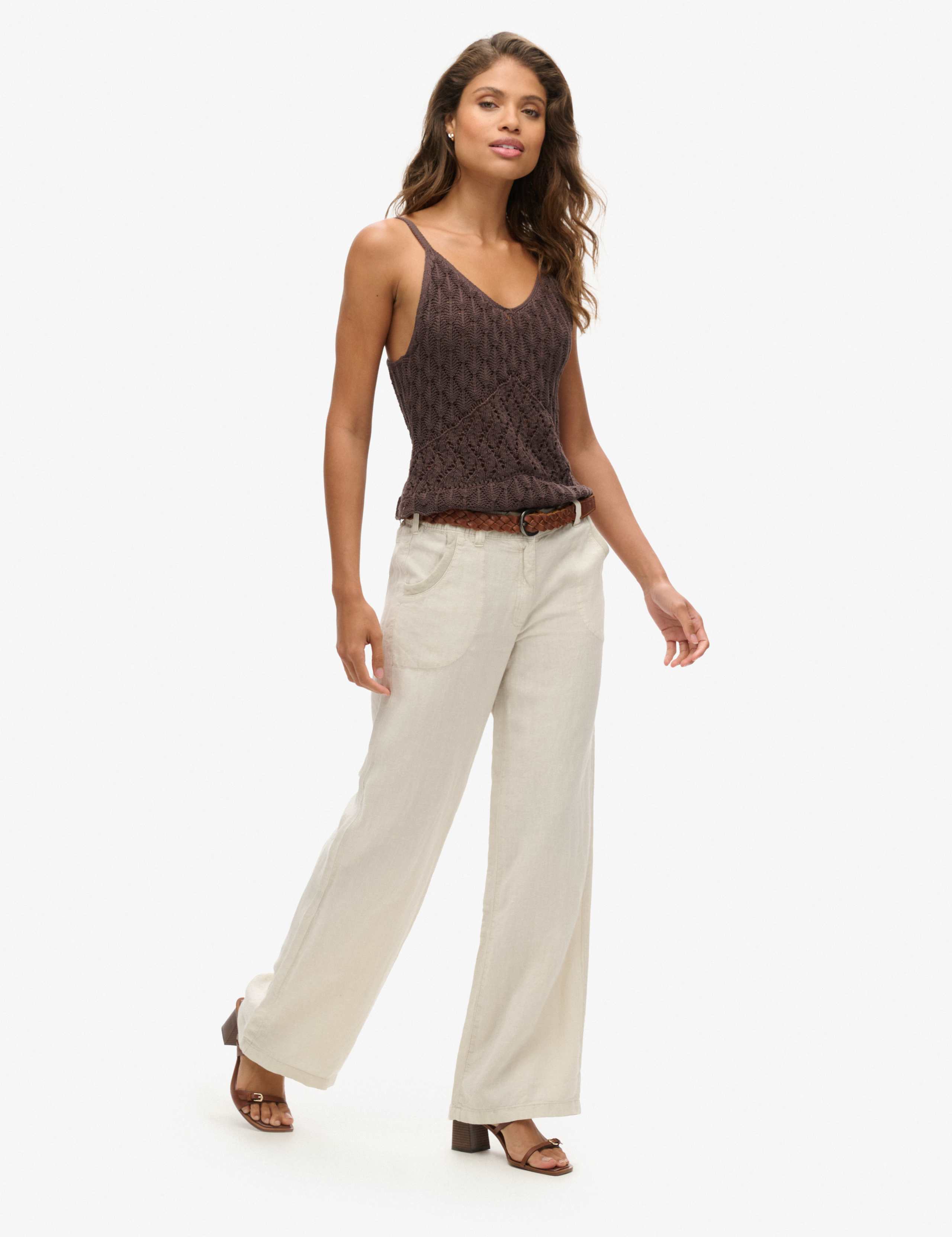 Pure Linen Wide Leg Trousers 4 of 7