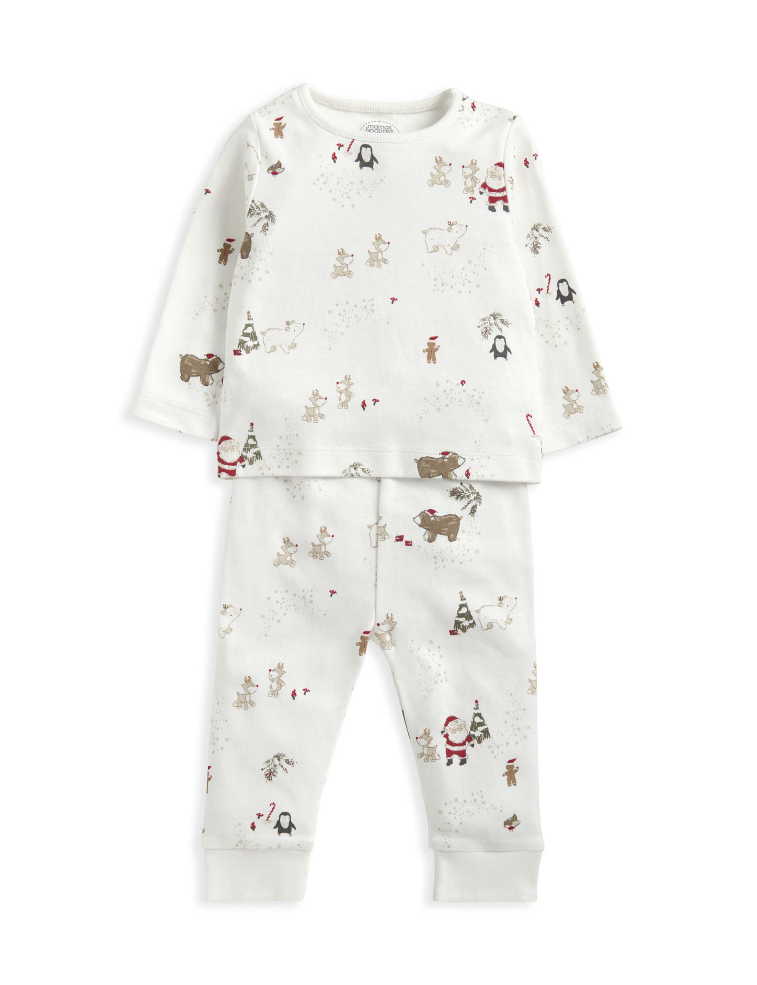 Pure Cotton Christmas Print Pyjamas (3 Mths-3 Yrs) 2 of 6