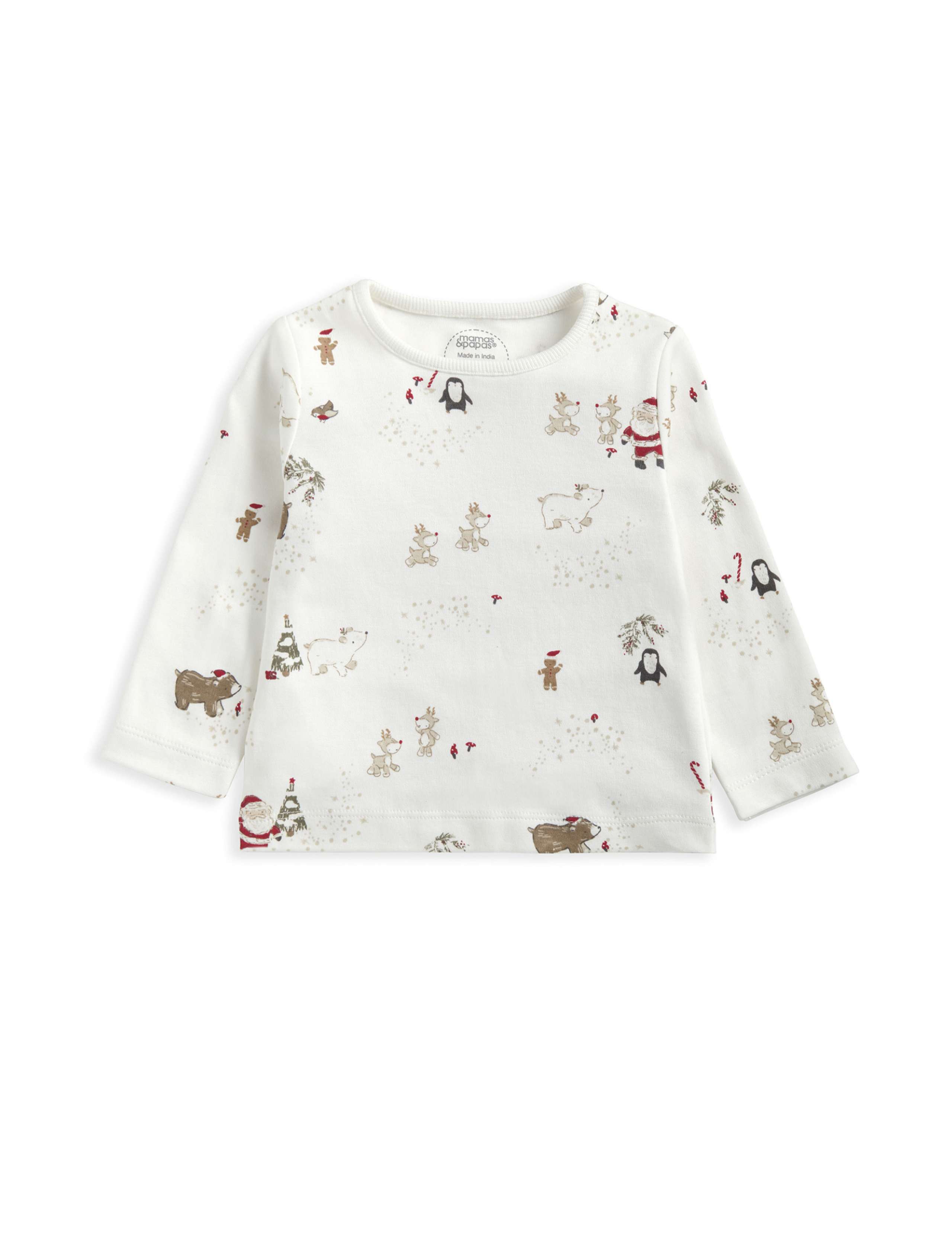 Pure Cotton Christmas Print Pyjamas (3 Mths-3 Yrs) 3 of 6