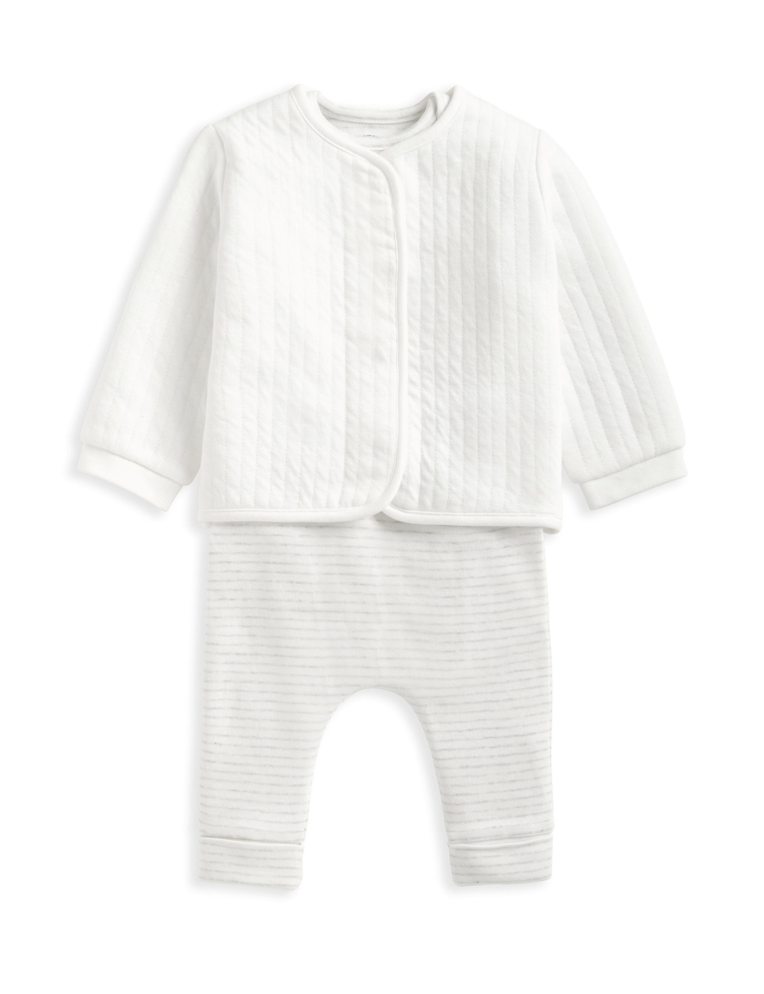 3pc Cotton Rich Striped Outfit (0-6 Mths) 2 of 5