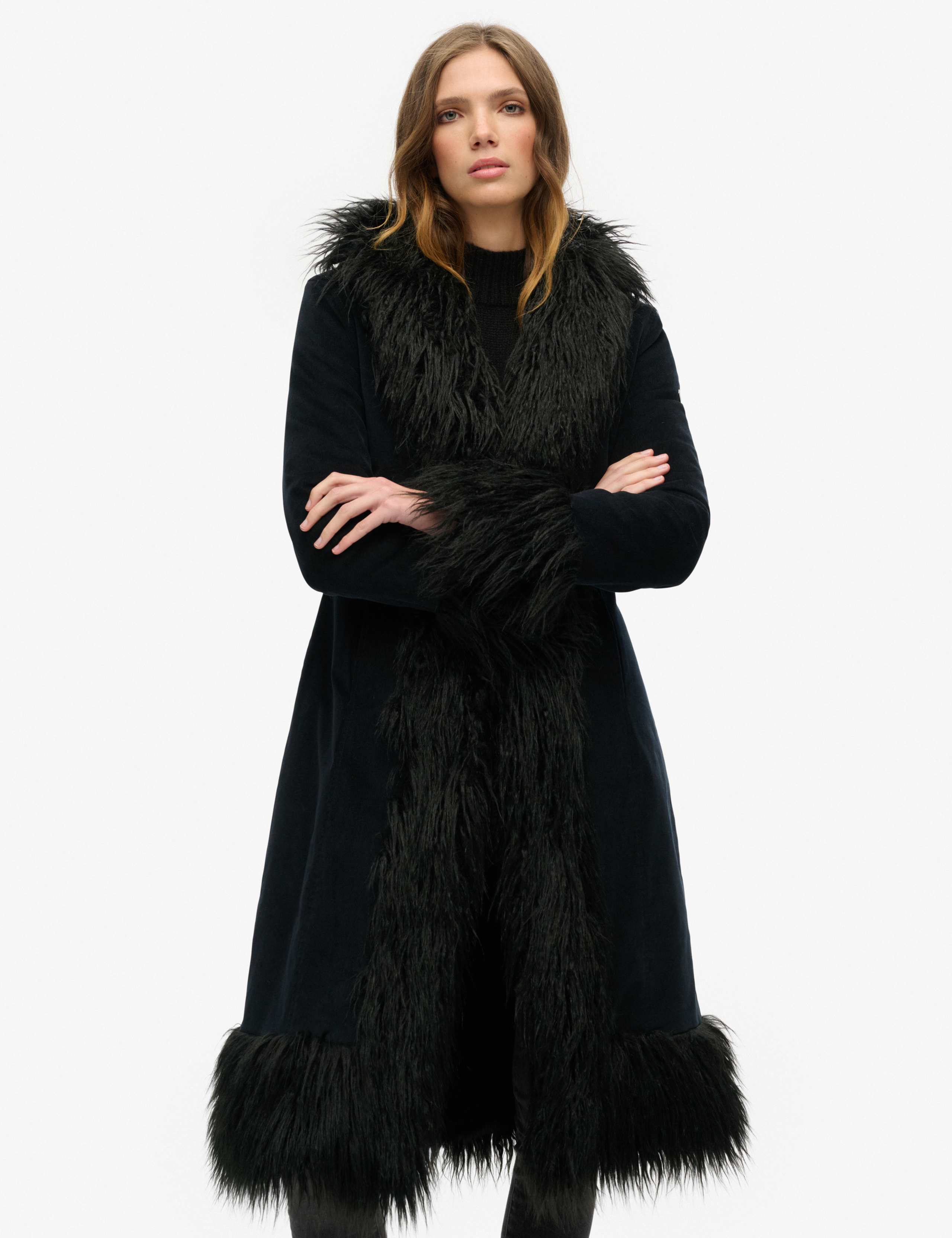 Faux Fur Lined Longline Coat 1 of 6