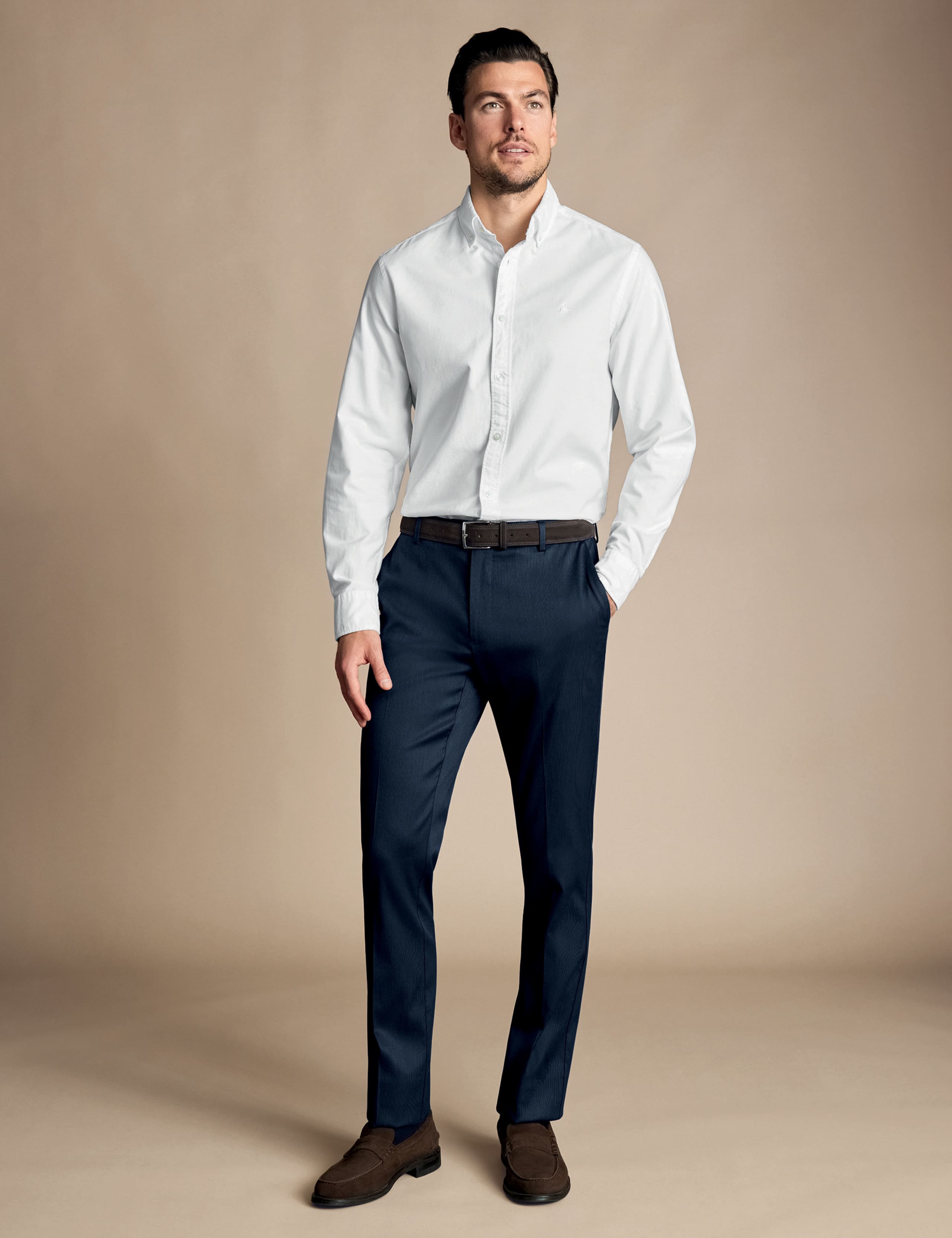 Slim Fit Cotton Rich Textured Trousers 1 of 5