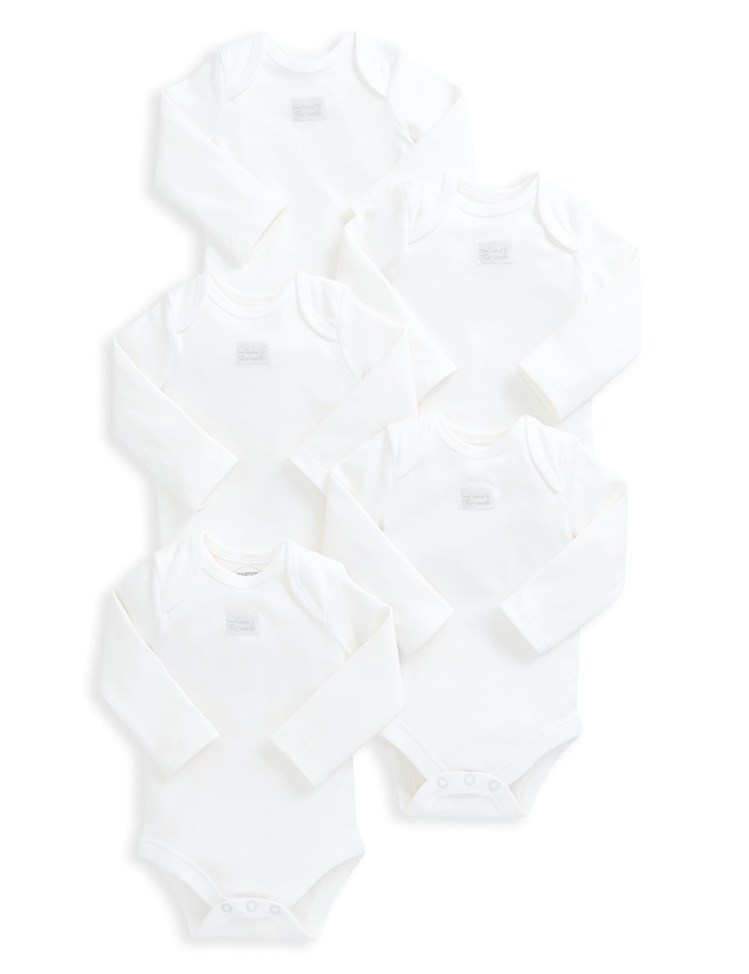5pk Pure Cotton Bodysuits (7lbs-2 Yrs) 2 of 2