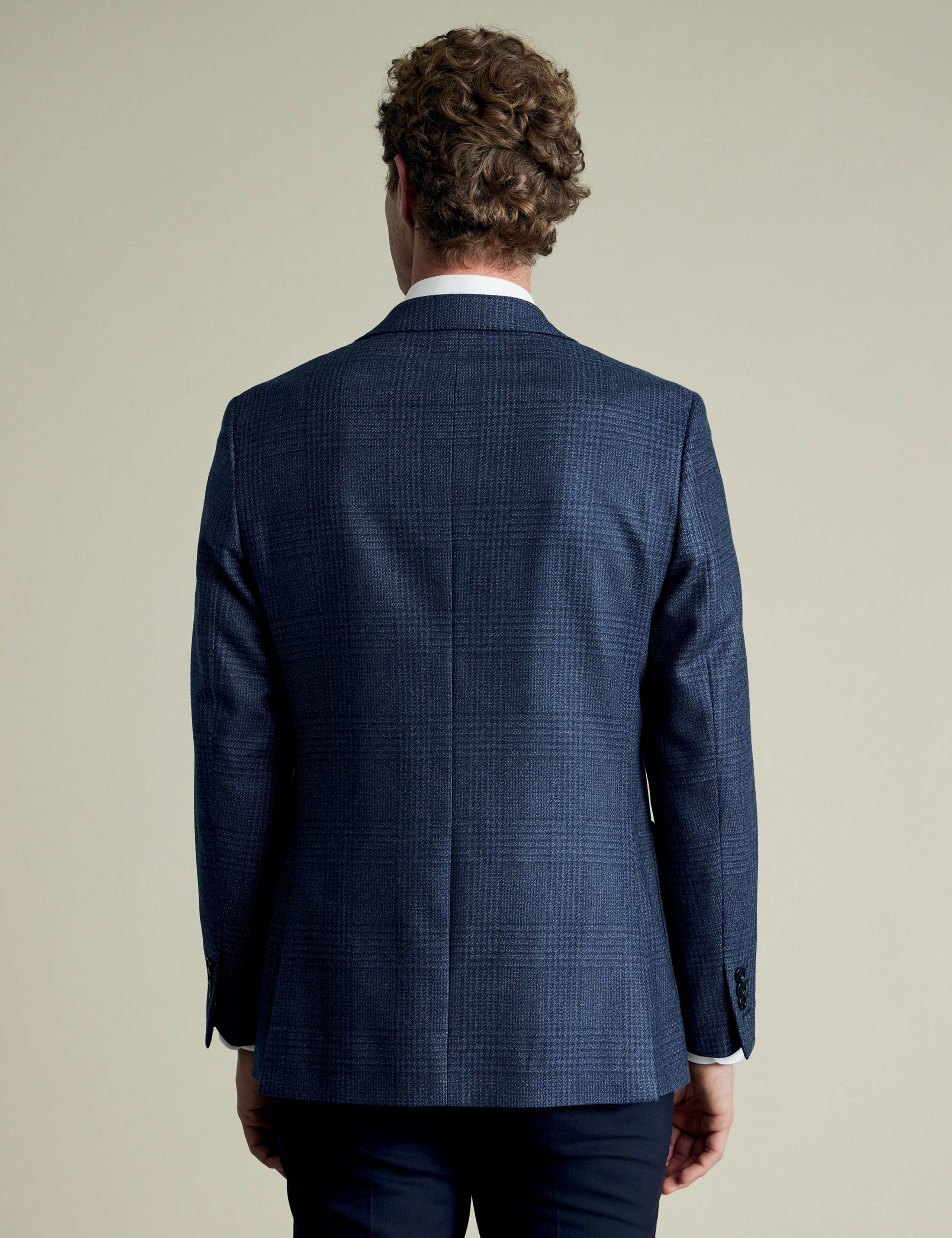 Slim Fit Wool Silk Check Blazer 2 of 4