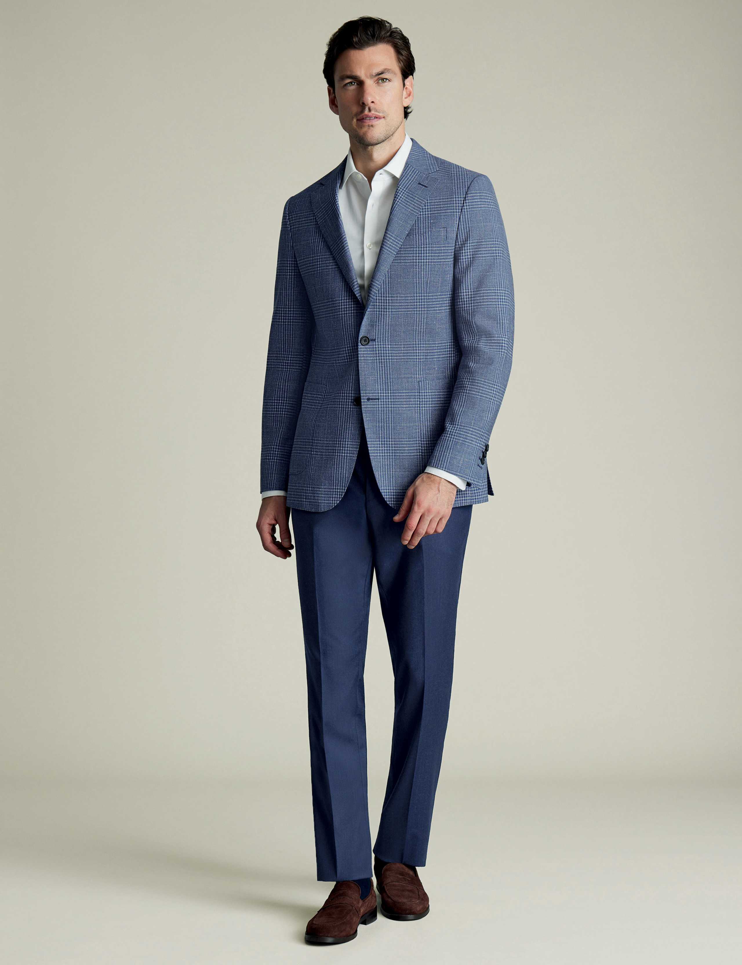 Slim Fit Wool Rich Linen Blend Check Jacket 2 of 5