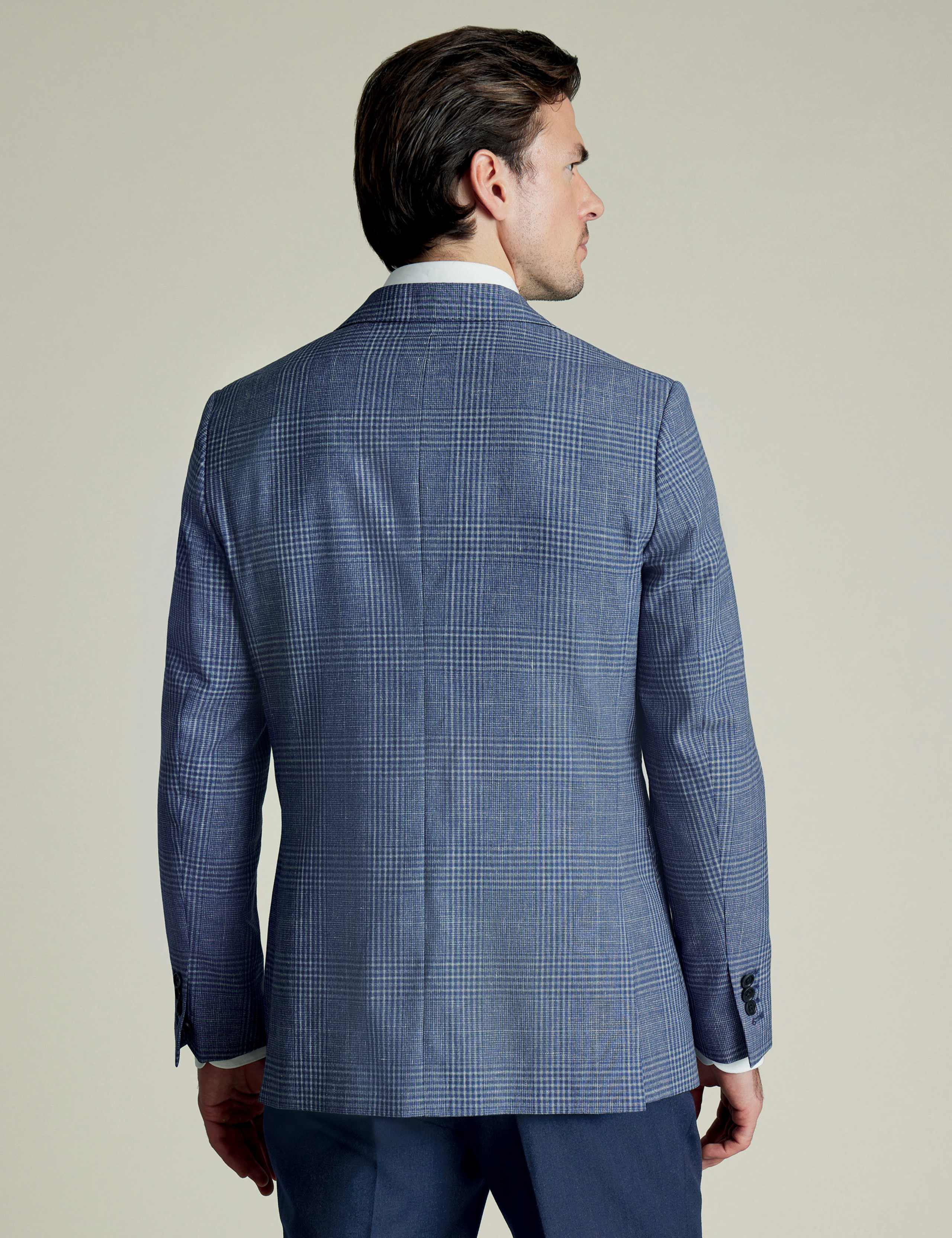 Slim Fit Wool Rich Linen Blend Check Jacket 3 of 5