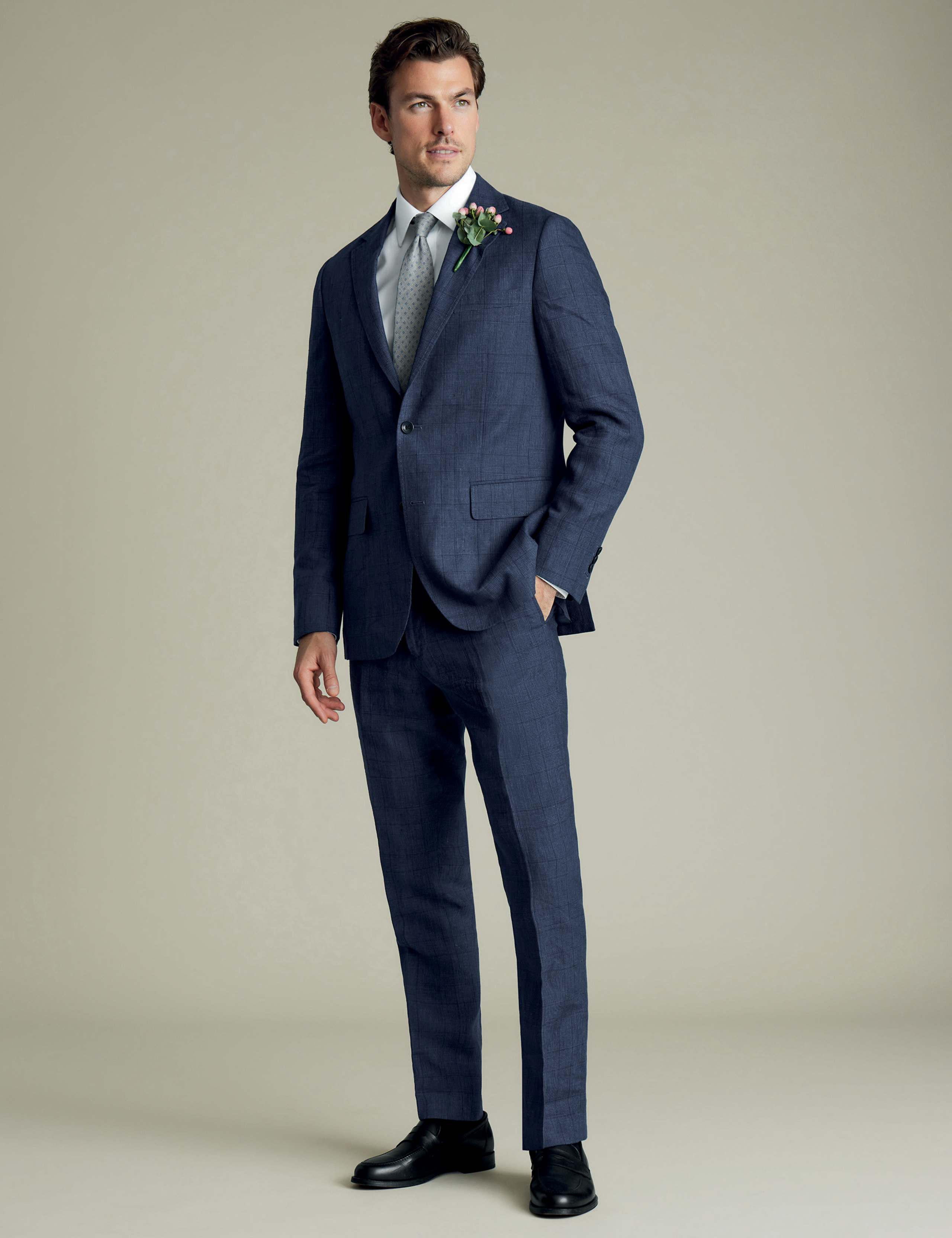 Slim Fit Pure Linen Check Suit Jacket 2 of 5