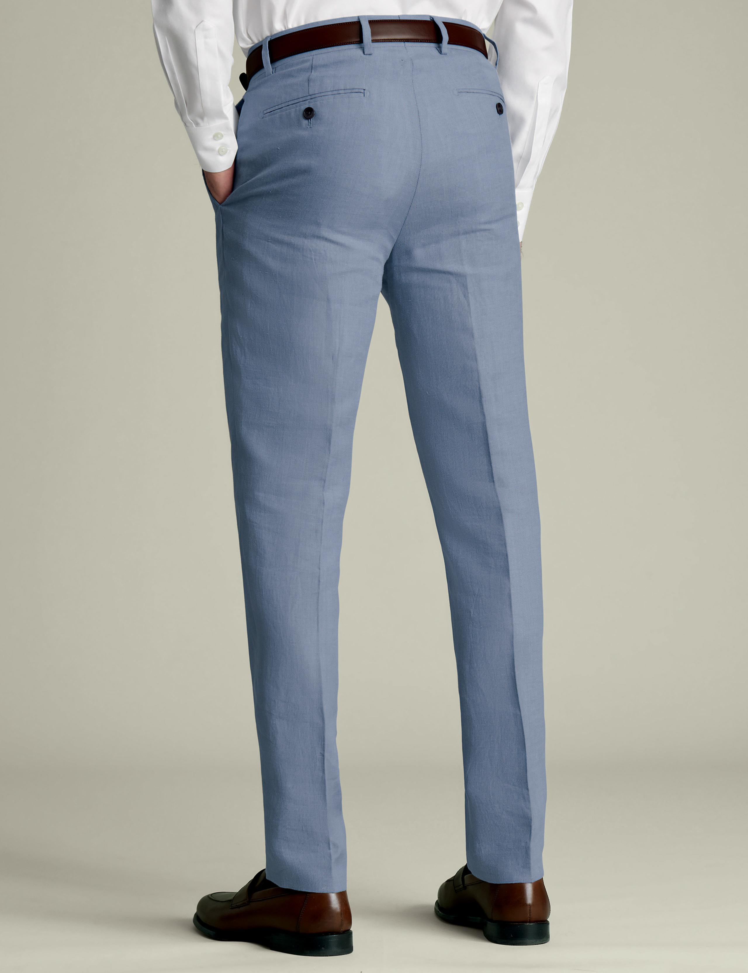 Slim Fit Pure Linen Flat Front Trousers 3 of 4