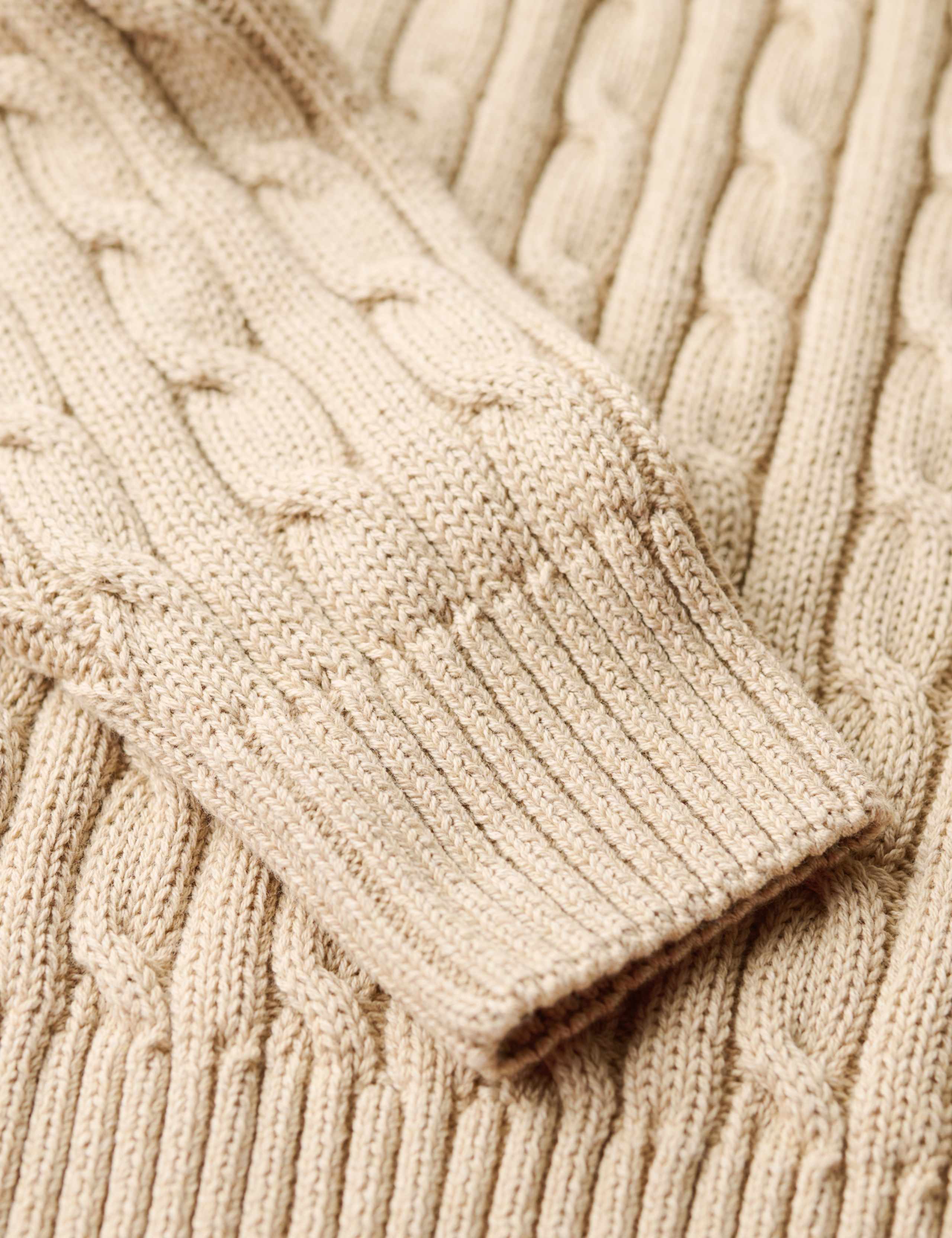 Pure Cotton Cable Knit Roll Neck Jumper 5 of 5